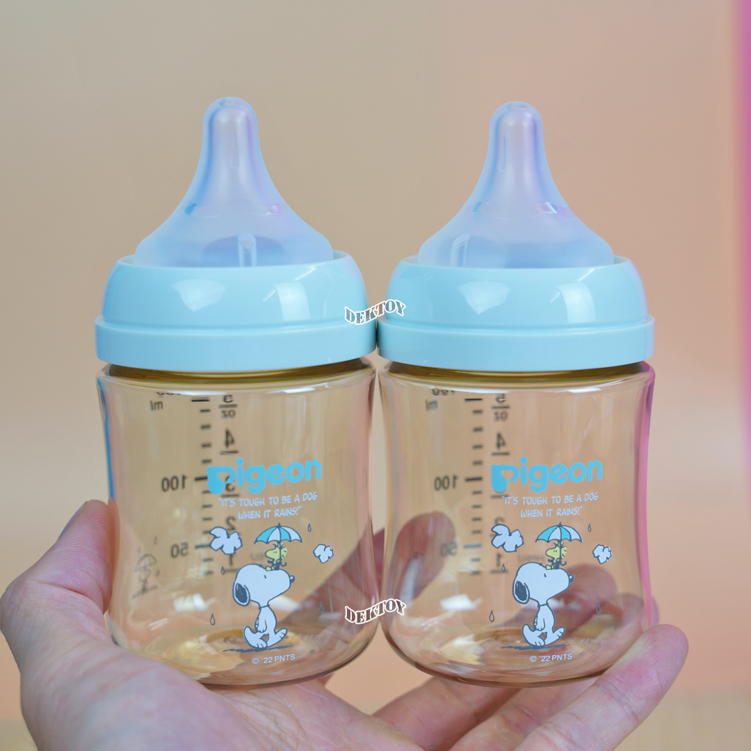 PIGEON พีเจ้น ขวดนมพีเจ้นสีชา Snopy PPSU 5 ออนซ์ 160 มล. คอกว้าง แพ็ค 2 ขวด สนูปี้