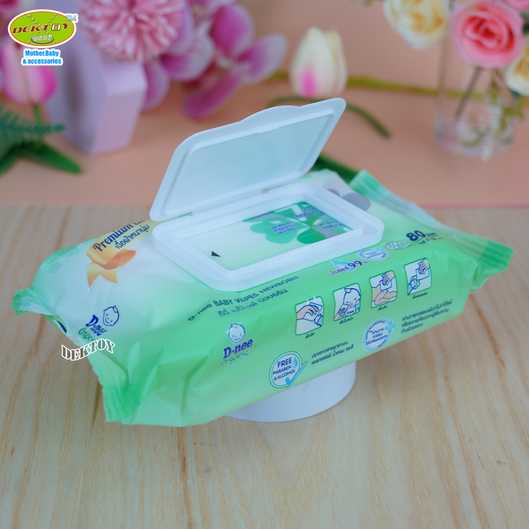 D-nee เบบี้ไวพส์ดีนี่ ทิชชู่เปียกดีนี่ นิวบอร์น 80 ชิ้น สูตรน้ำบริสุทธิ์ แพ็ค 6 ห่อ