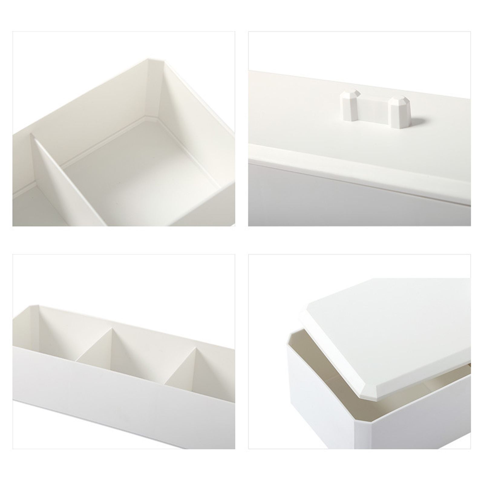 กล่องเก็บเครื่องสำอาง สำอาง3ช่อง/สำลี4ช่อง เก็บไม้ปั่นหู แข็งแรง ทนทาน ดีไซน์สวยงาม