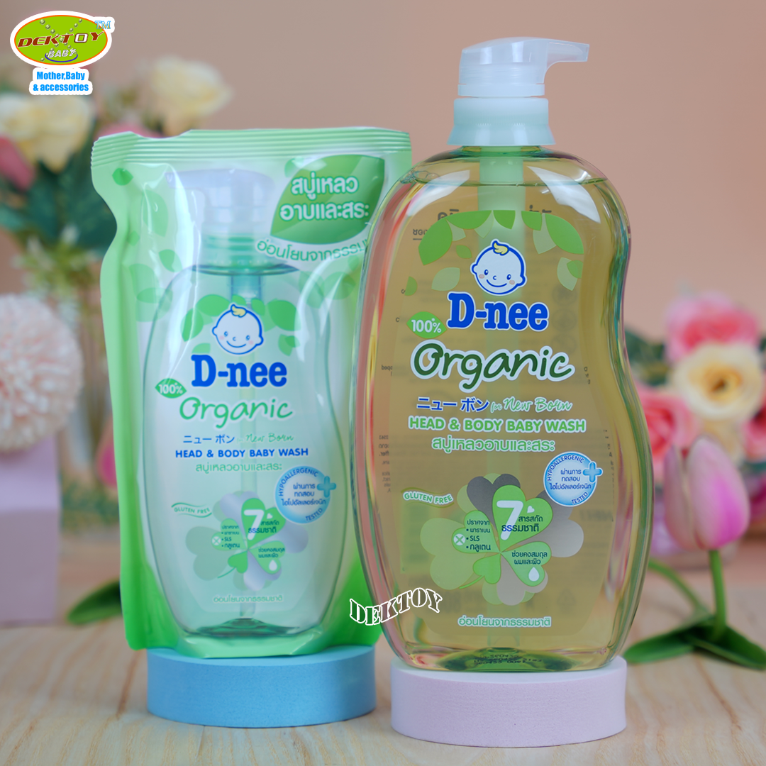 D-nee ดีนี่ ออร์แกนิค สบู่เหลวอาบและสระผม ฟอร์นิวบอร์น 800+350มล.หัวปั๊ม