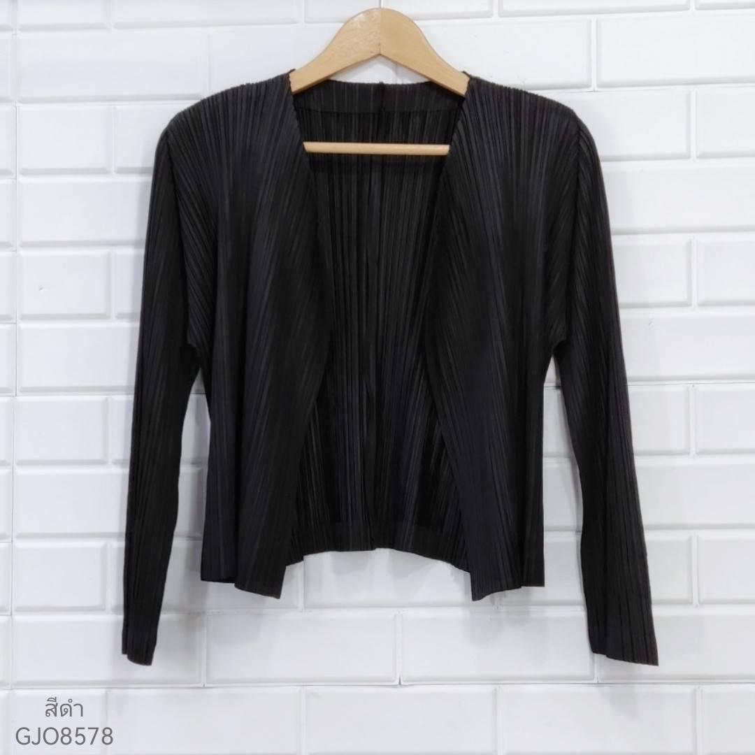 2MUAY BASIC รุ่น GJO8578 CROPPED PLEAT CARDIGAN เสื้อคลุมผู้หญิง เสื้อคลุมพลีทคุณภาพ 11สี FREE SIZE
