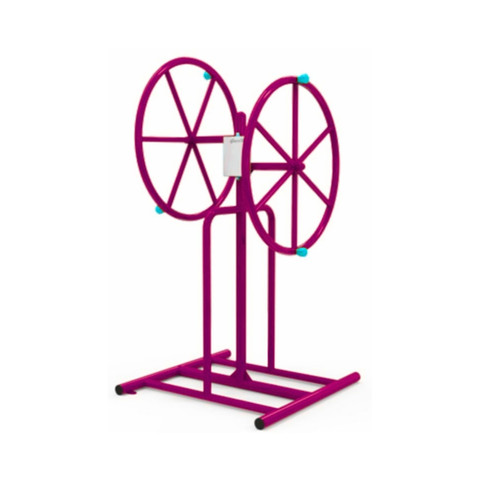 เครื่องออกกำลังกายกลางแจ้งผู้ใหญ่,บริหารข้อมือ-แขน-หัวไหล่ ยืดเส้น (แบบหมุนวงล้อคู่),ลานกีฬาอเนกประสงค์ ,สวนสาธารณะ ,เทศบาล ,หมู่บ้าน ,ผลิตในไทย ,สั่งทำตามสีที่ต้องการได้ ขนาด 80x100x160 ซม.