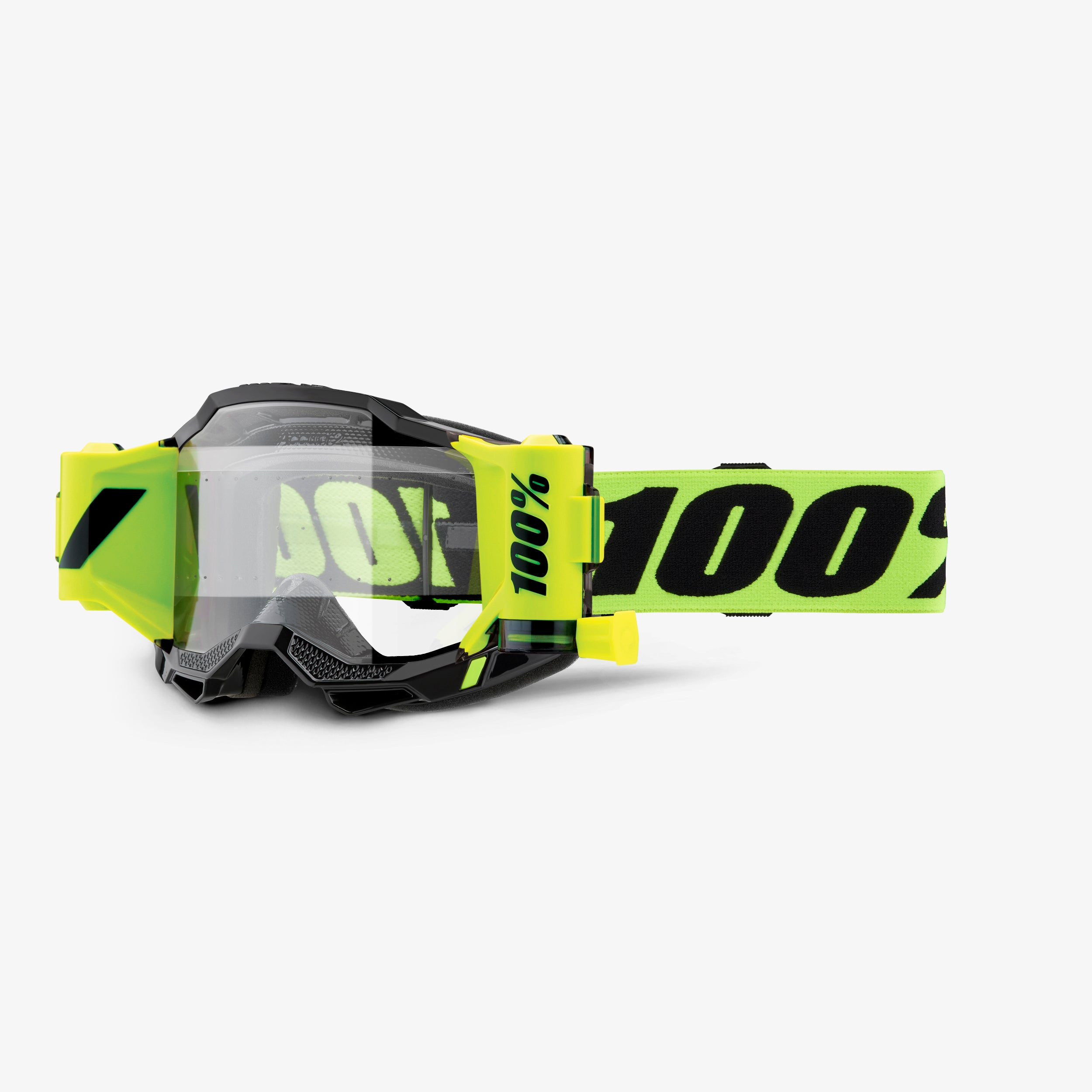 แว่น 100% ACCURI 2 FORECAST Roll-Off MX Goggles Neon Yellow - Clear Lens