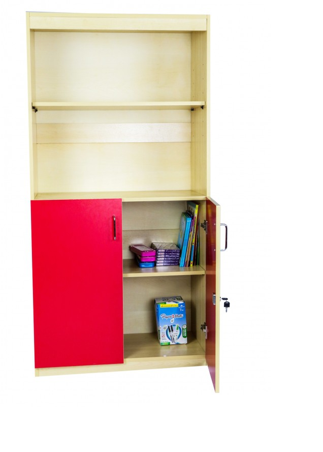 ตู้ใส่ของครูฝาปิดครึ่งใบ สีสันกับธรรมชาติ พร้อมกุญแจล็อก ,ตู้ใส่ของ , ตู้ไม้, เฟอร์นิเจอร์เด็ก ,พร้อมส่ง