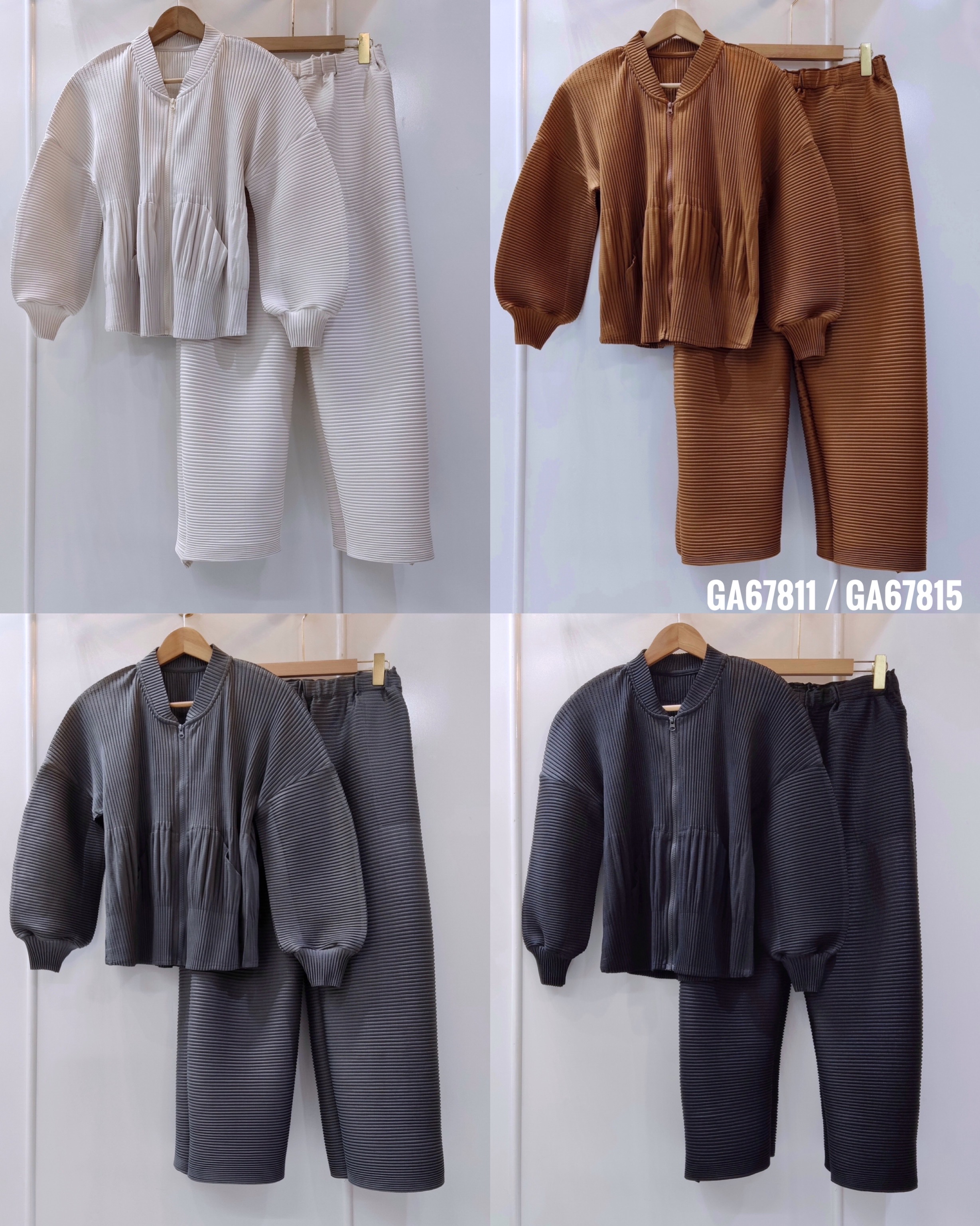 2MUAY รุ่น GA67811 / GA67815 THICK CARDIGAN ZIP FRONT PLEATED SET 4สี FREE SIZE