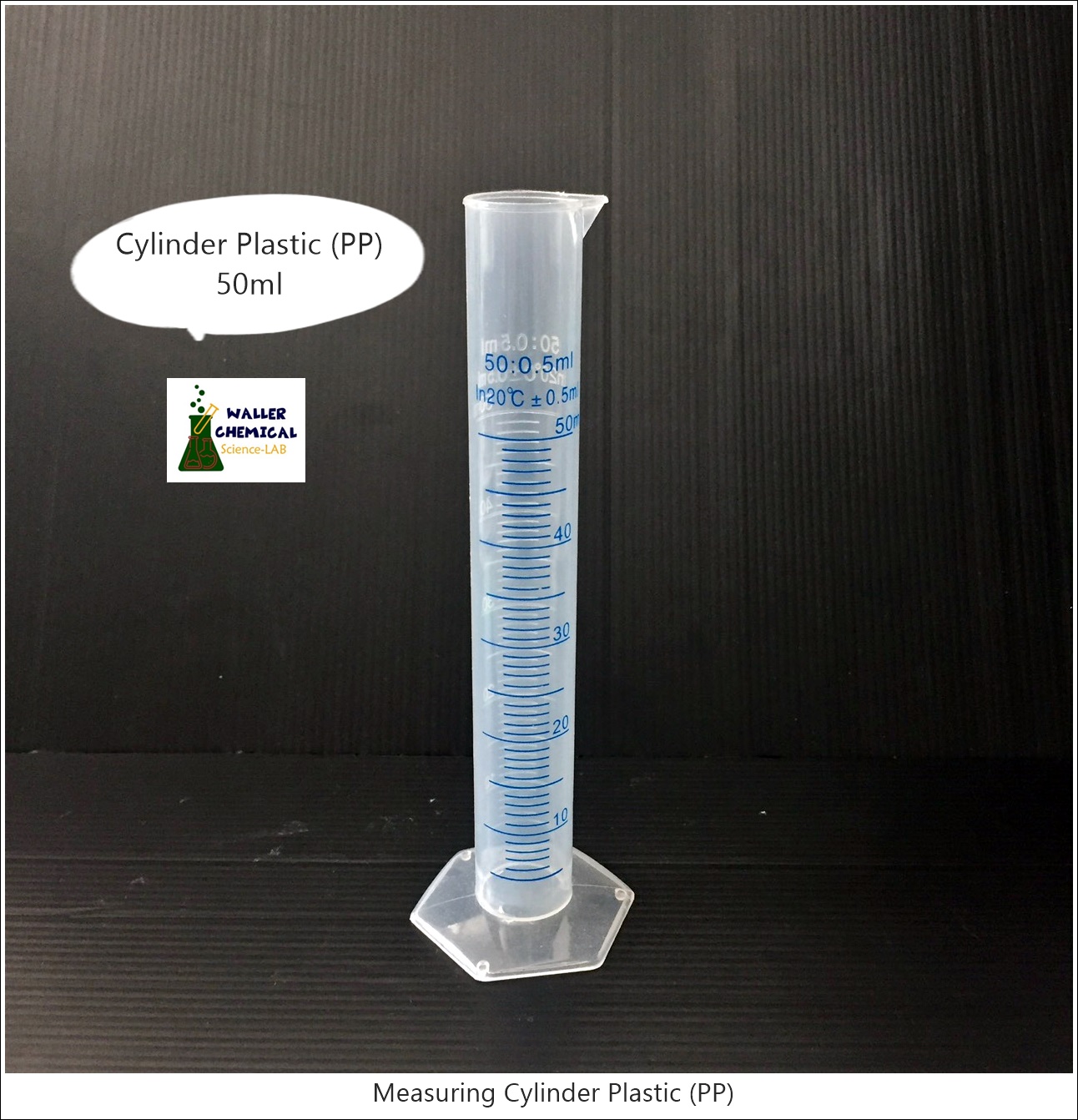 กระบอกตวงพลาสติก ขนาด 50ml สเกลสีฟ้า Cylinder Plastic (PP)