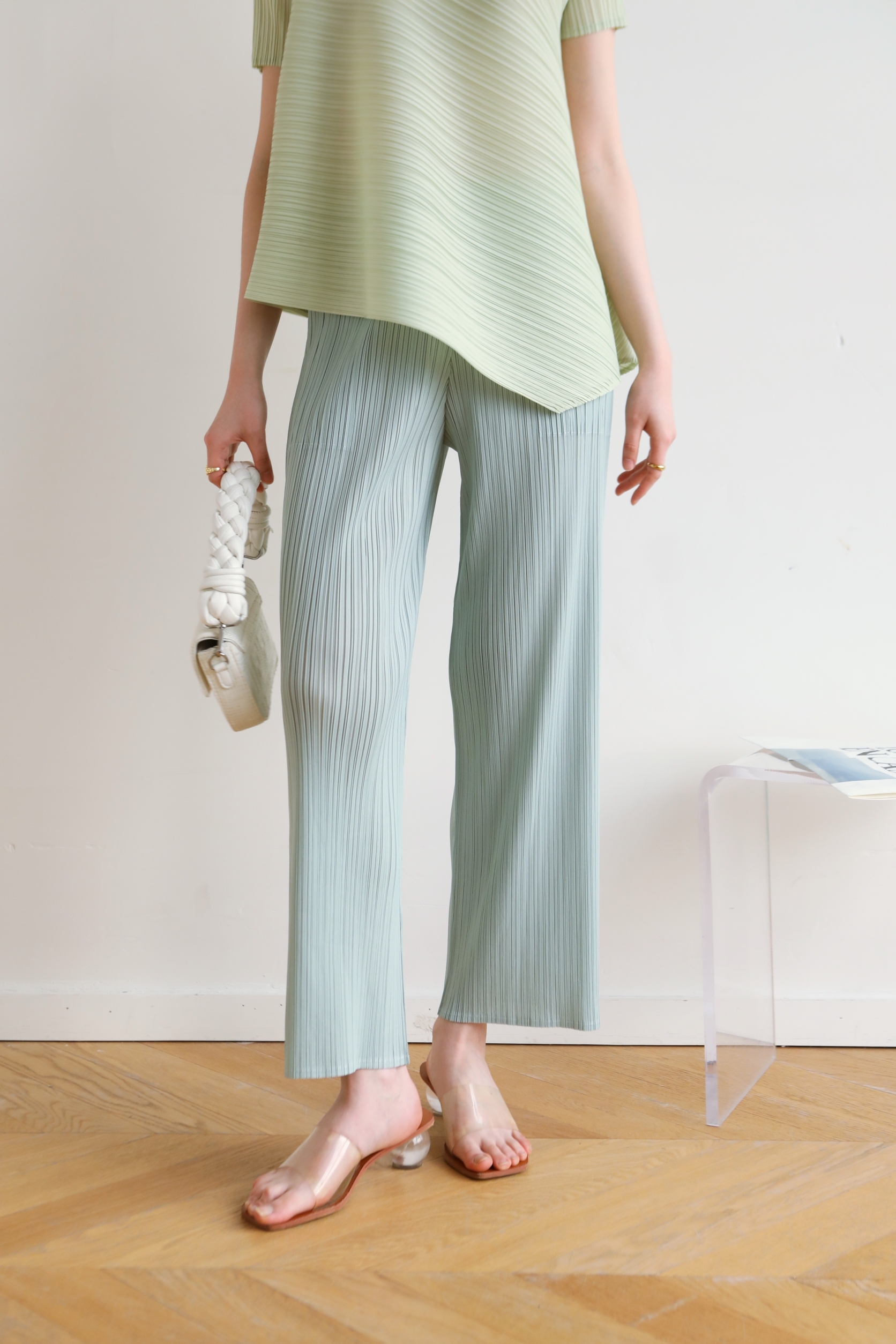 ยาว37นิ้ว! 2MUAY BASIC รุ่น GJO8312 กางเกงผู้หญิง กางเกงอัดพลีทคุณภาพ BASIC STRAIGHT PLEATED PANTS 12สี FREE SIZE