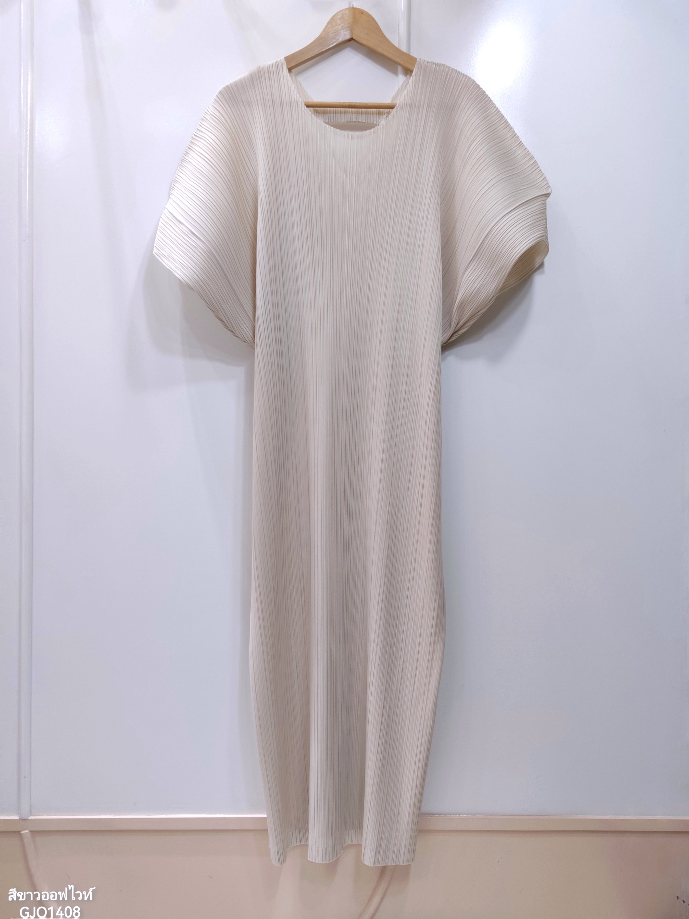 2MUAY รุ่น GJO1408 เดรสพลีทคุณภาพ SHORT SLEEVE V NECK PLEATED DRESS 10 สี FREE SIZE