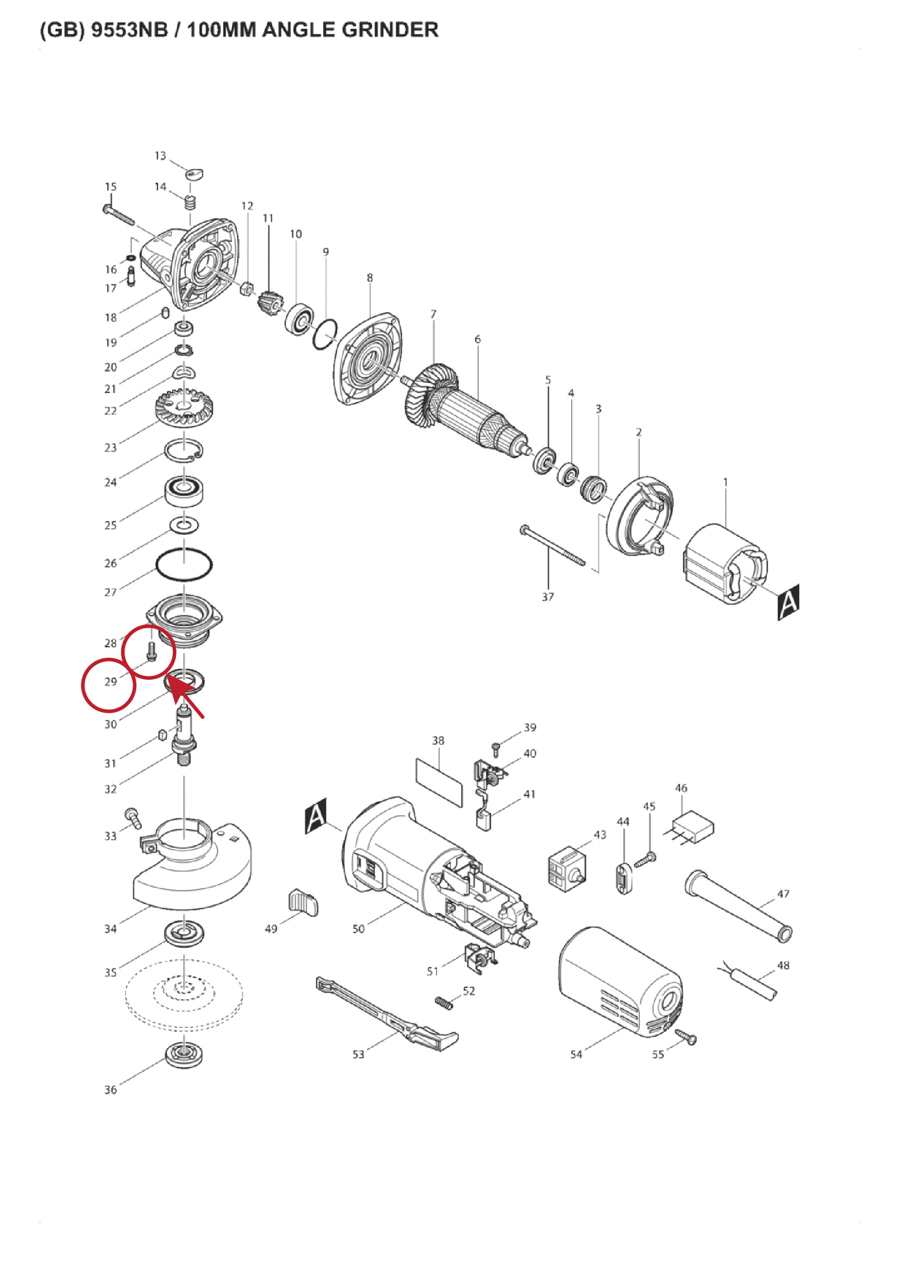 น็อต (แท้) (265099-4) Makita มากีต้า และ Maktec มาคเทค รุ่น ใช้ได้กับรุ่น M4101 #24, MT360 #24, M4101XB #24, MT811 #5, 9558, 9553, 9554, M9204B #34, 9557, MT951 #43, MT921 #1 (265099-4) (อะไหล่แท้100%) สกรู M4X14