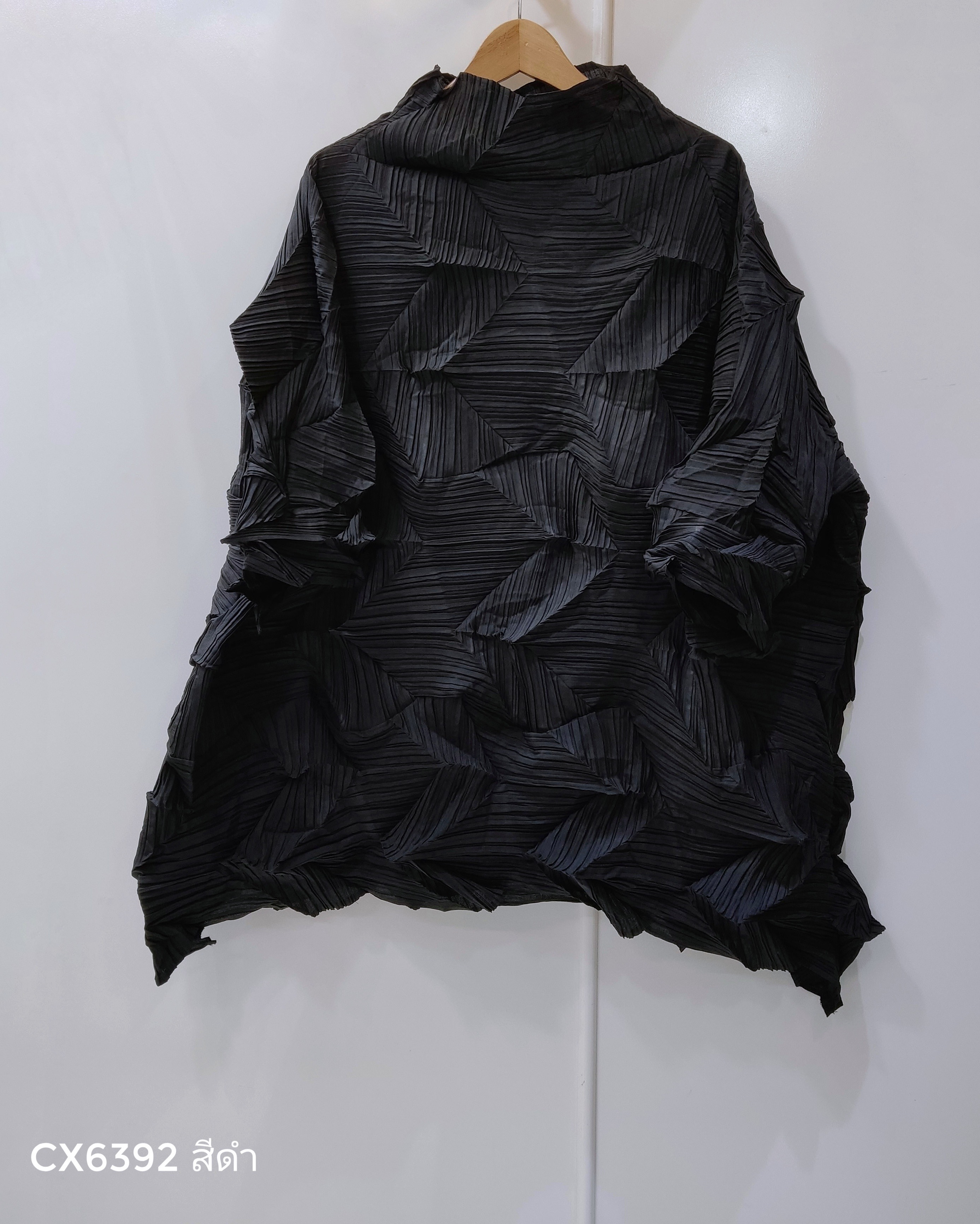 อกถึง60 ยาว31นิ้ว 2MUAY รุ่น CX6392 เสื้อพลีทคุณภาพ HIGH NECK ZIG ZAG PLEATED TOP 10 สี FREE SIZE