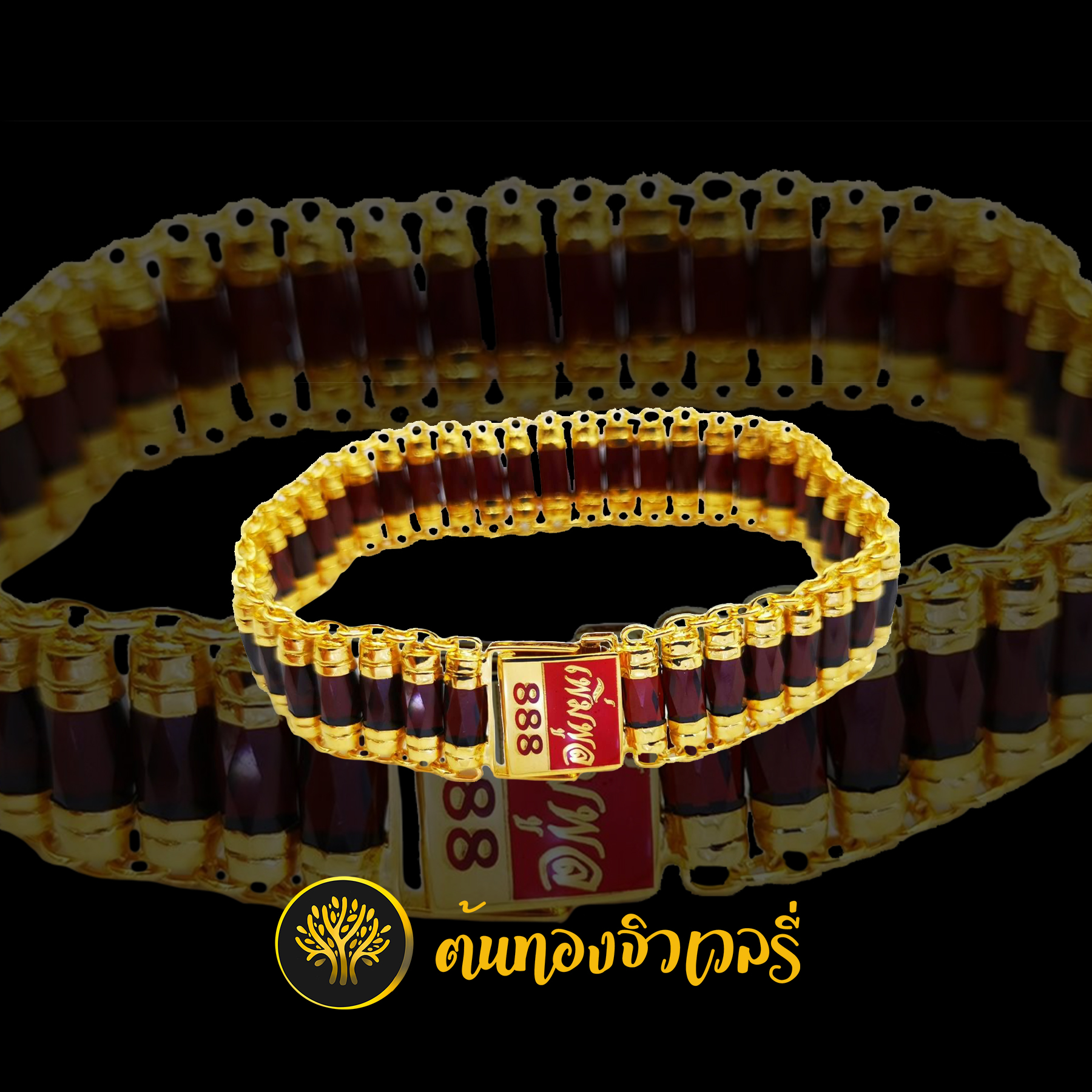 สร้อยข้อมือโกเมนแพร เลเซอร์กล่องสปริง