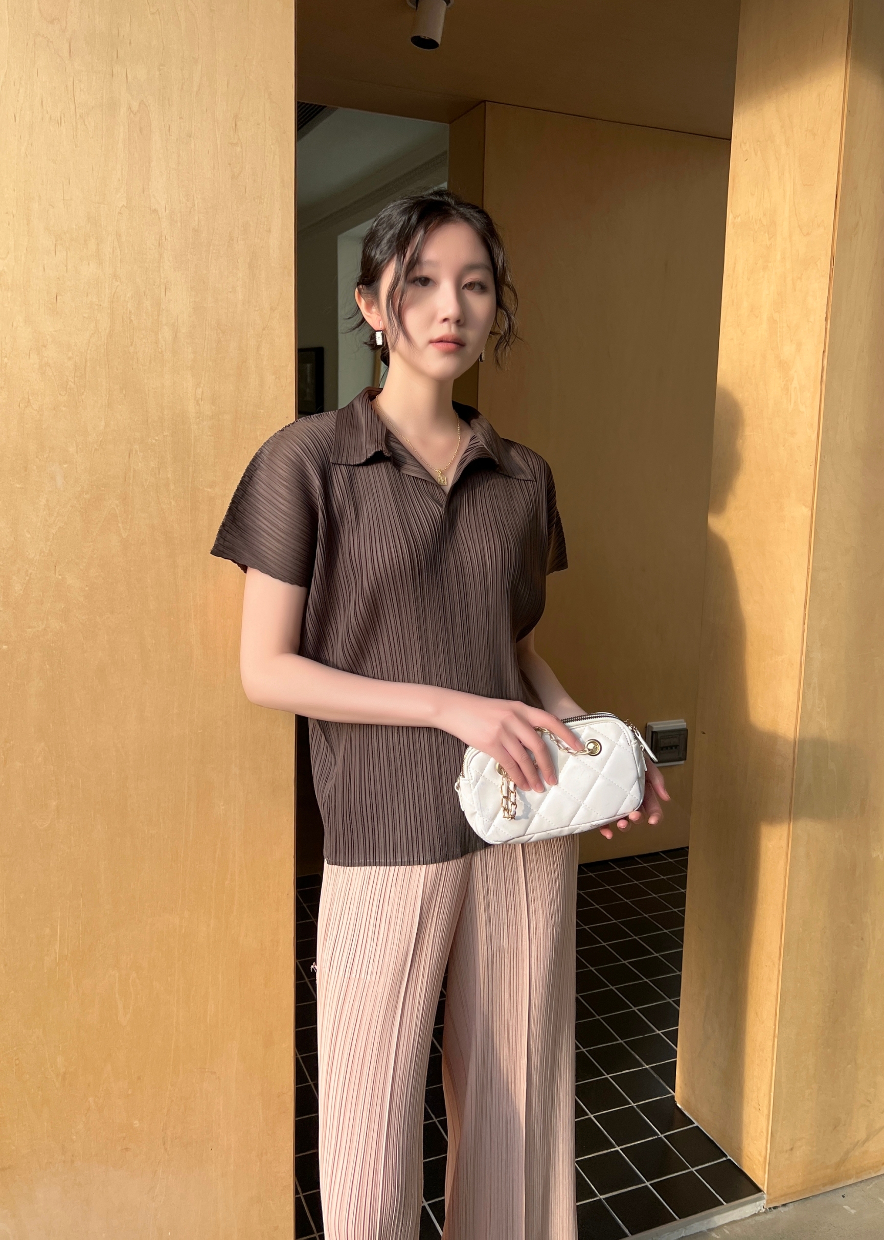 2MUAY รุ่น GJO3969 เสื้ออัดพลีทคุณภาพ BAT SLEEVE COLLAR PLEATED TOP 8 สี FREE SIZE