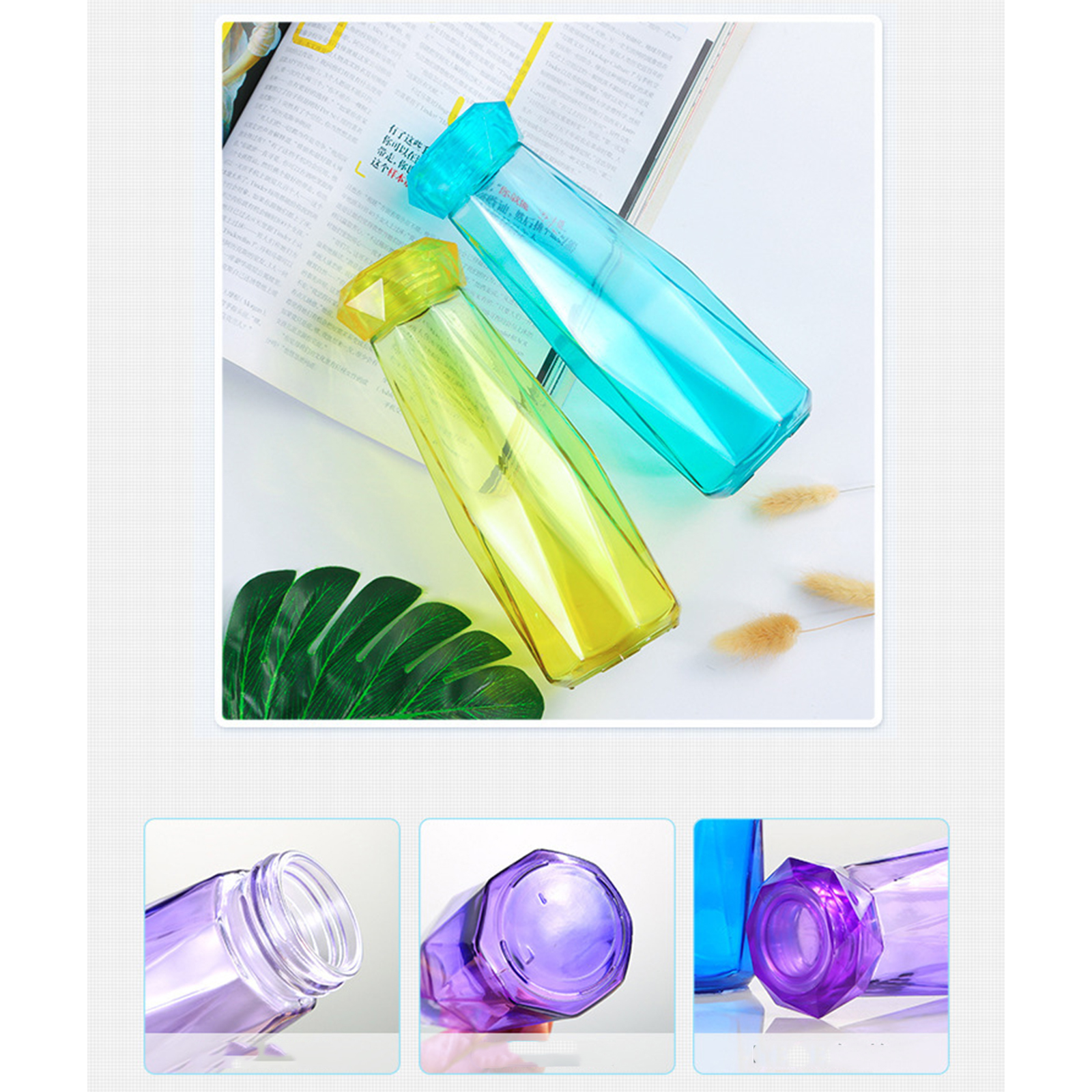 กระบอกน้ำแก้ว รูปเพชร ขนาด500ml ทนความร้อน หนา ไม่แตกง่าย มีให้เลือก 5สี ดีไซน์สวยงาม