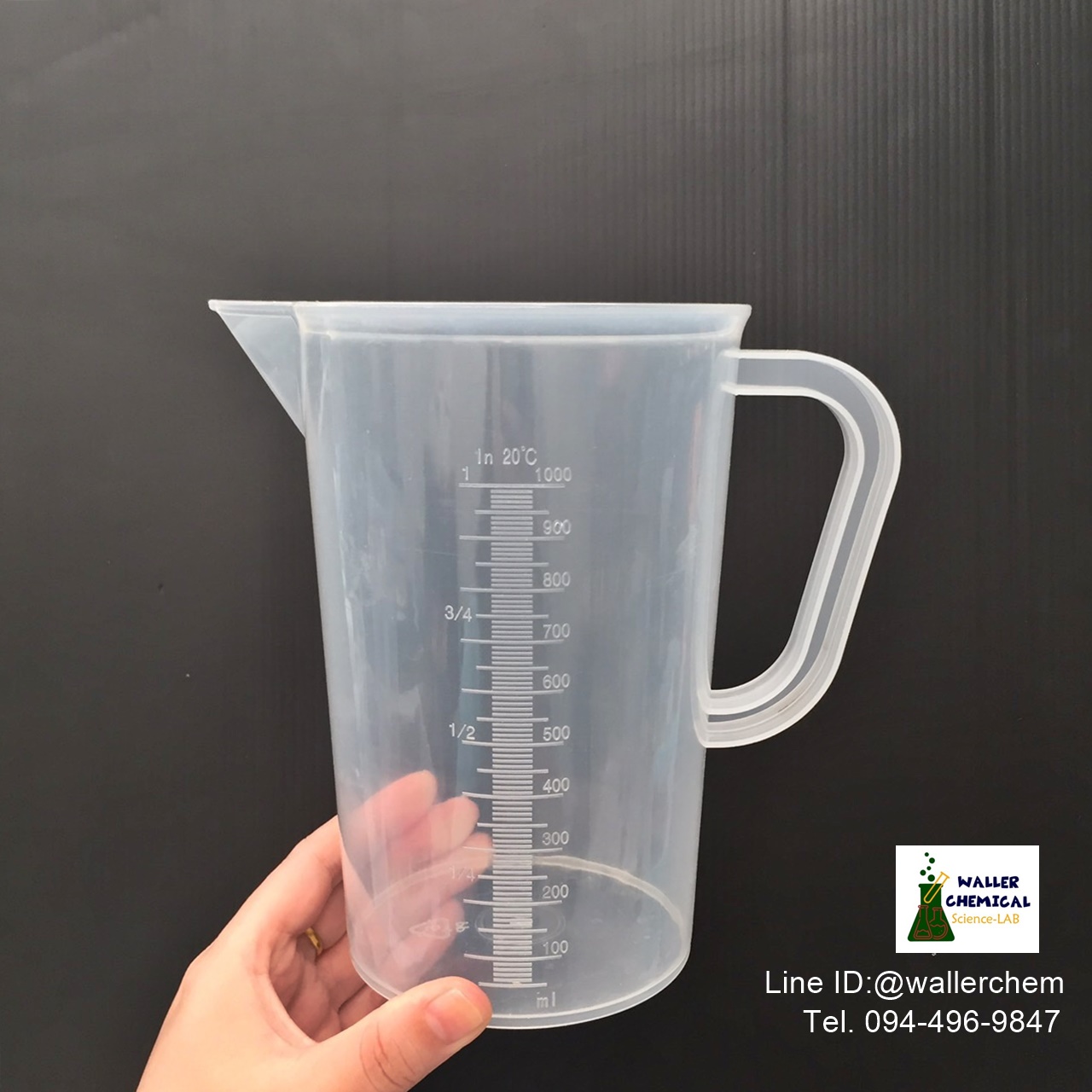บีกเกอร์พลาสติก มีหูจับ (ทรงสูง) ขนาด 1,000ml (Beaker plastic)