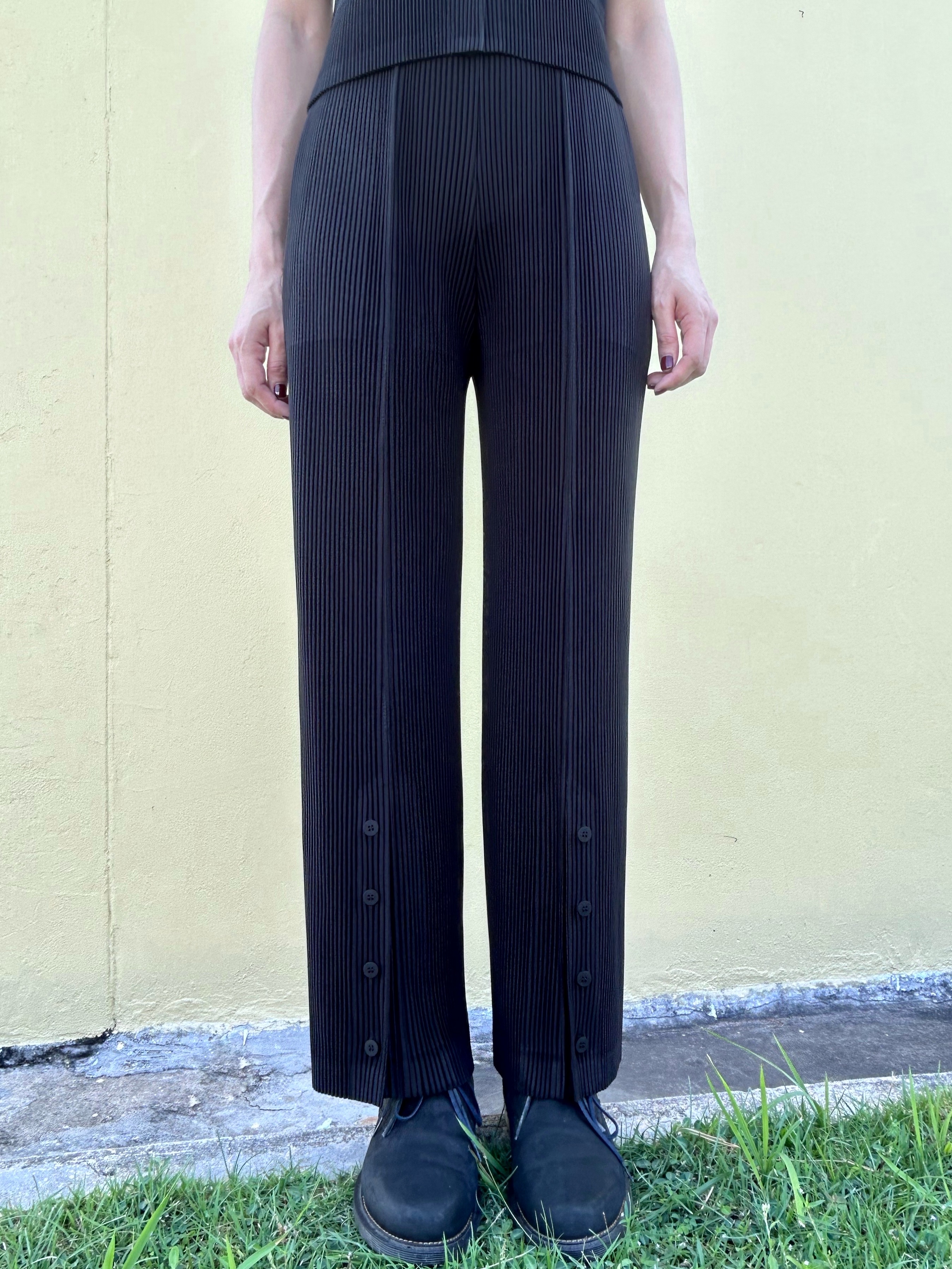 ยาว 38.5 นิ้ว 2MUAY รุ่น GJO1871 กางเกงพลีทคุณภาพ THICK STRAIGHT LEG SPIT FRONT PLEATED PANTS 10สี FREE SIZE