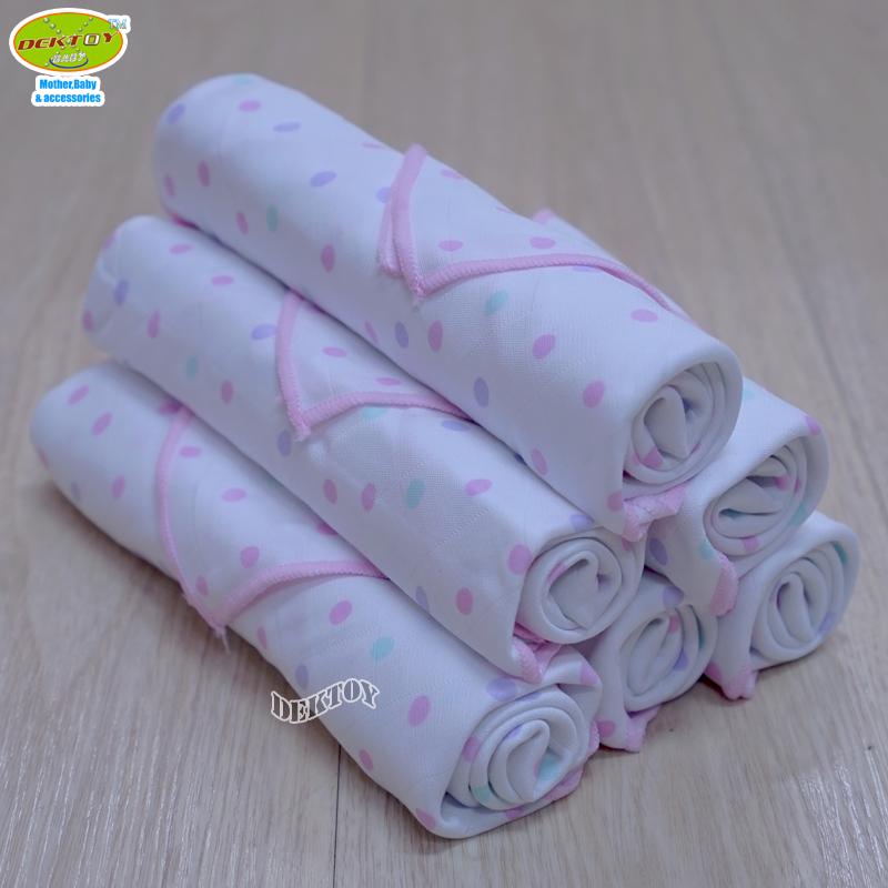 Pureen เพียวรีน ผ้าอ้อมเยื่อไผ่เพียวรีน สีชมพู 29 x 29 นิ้ว 6 ผืน Organic Bamboo Cloth Diaper