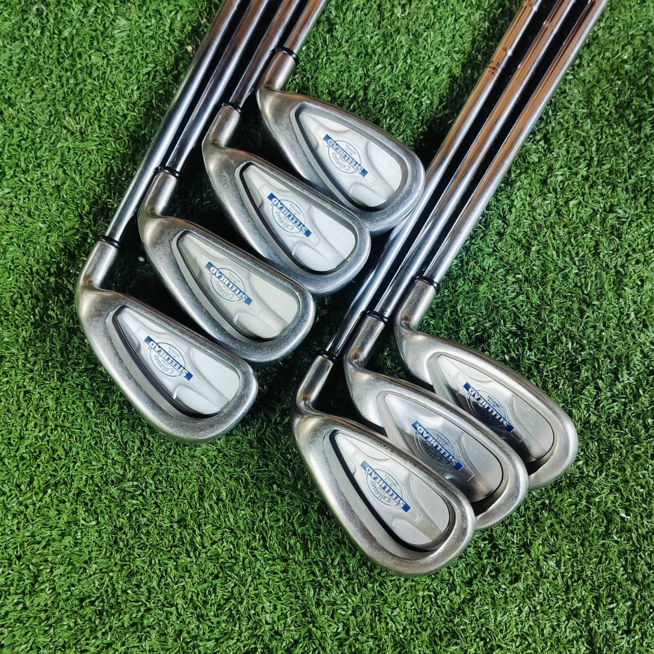 ชุดเหล็ก CALLAWAY STEELHEAD X-14 มีเหล็ก 5-9 เเละ PW SW สุดยอดก้านเจาะทะลุผ่าแฉก ก้าน STEELHEAD UNIFLEX เดิม สติ๊กเกอร์เดิมหมด ไม้กอล์ฟพรีเมี่ยมมือสอง ของแท้ By NakaraLuxurious