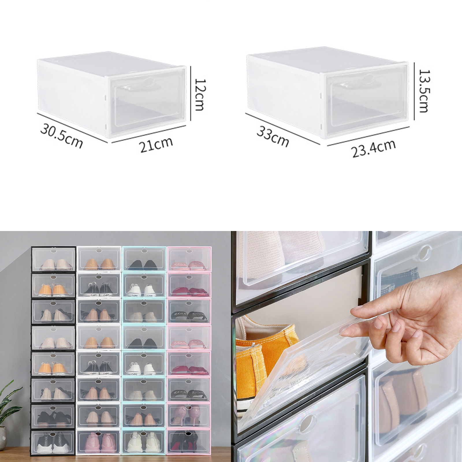 🔥Sale ลดราคา🔥 กล่องใส่รองเท้า มี2รุ่น กล่องพับ / ฝาเปิด พลาสติกคุณภาพ กล่องDIY กล่องประกอบ ดีไซน์สวยงาม