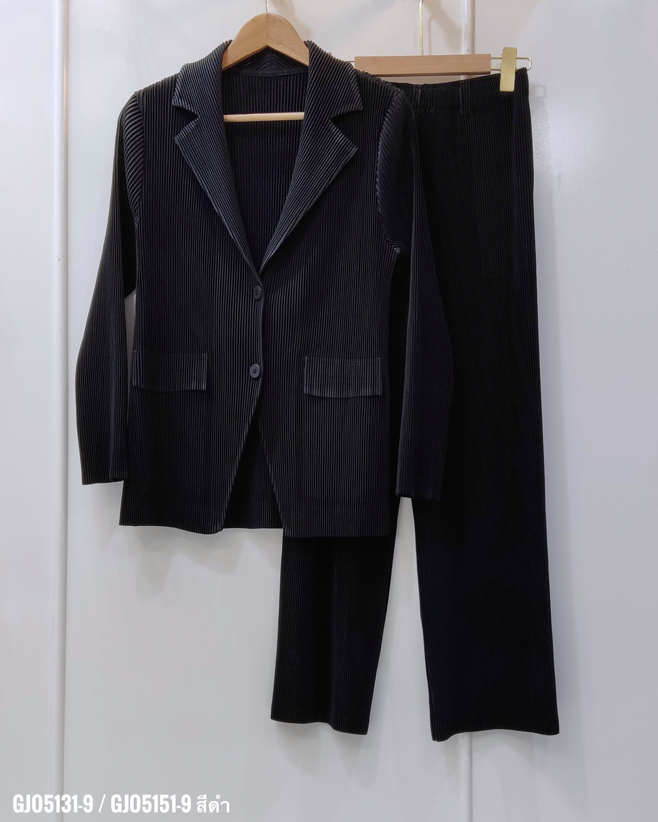 สีใหม่ ยาว37.5 นิ้ว 2MUAY รุ่น GJO5131-9 / GJO5151-9 เซ็ตพลีท THICK MINIMAL LUXE PLEATED BLAZER SET 8 สี FREE SIZE