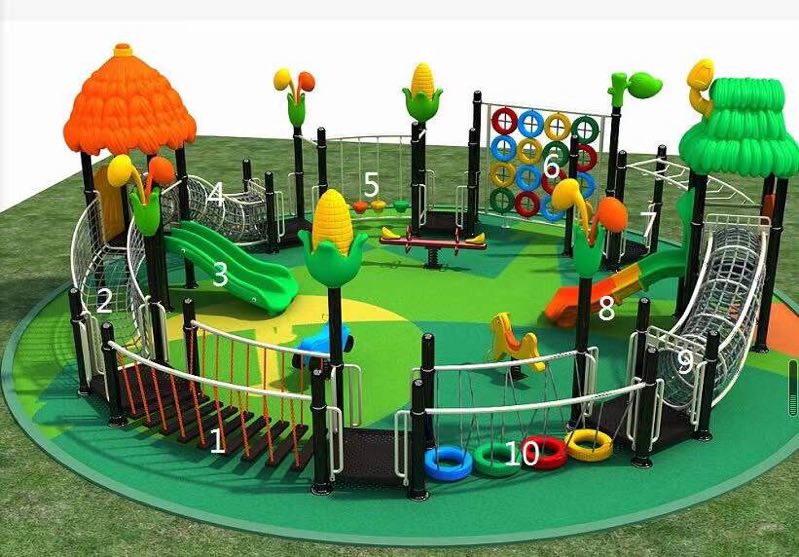 เครื่องเล่นสนามกลางแจ้ง ชุดรวมฐานสวนสนุกรวมฐานแบบวงกลม เครื่องเล่นสนามกลางแจ้ง สำหรับสวนสาธารณะ อบต.โรงเรียน ศูนย์การค้าสำหรับเด็ก (ไม่รวมทำพื้น)