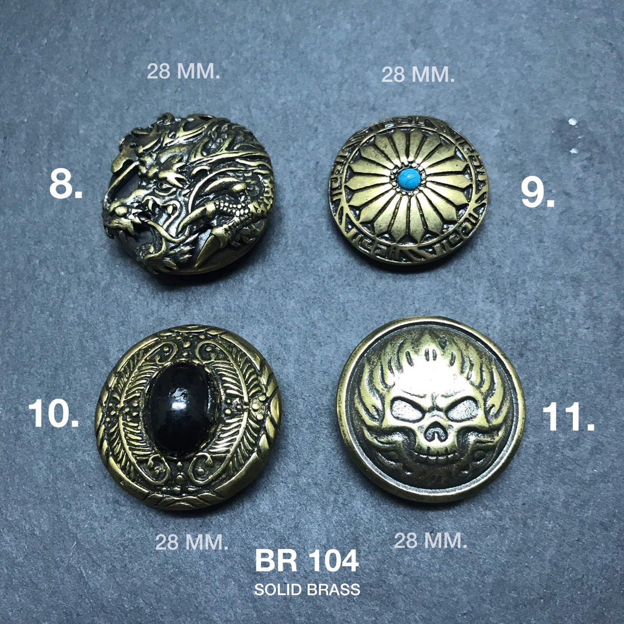 BR104 เหรียญประดับกระเป๋า อะไหล่ทองเหลือแท้ อุปกรณ์งานหนัง**ราคาต่อชิ้น**