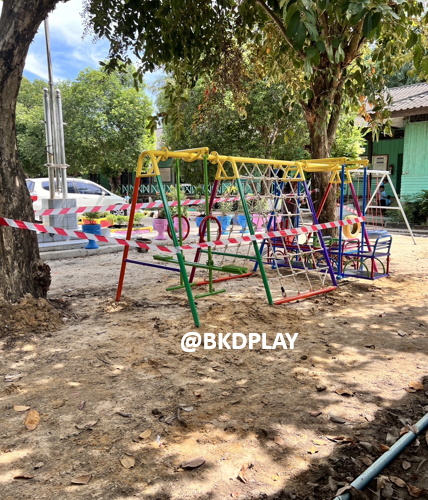 เครื่องเล่นสนามกลางแจ้ง ชุดรวมรถไฟ, ประกอบด้วยสไลเดอร์รถไฟโยกปีนป่ายและชิงช้าม้าโยก OutdoorPlayground,ผลิตเครื่องเล่นสนาม,เครื่องเล่นงบสพฐ.ประชารัฐ ราคาโรงงาน