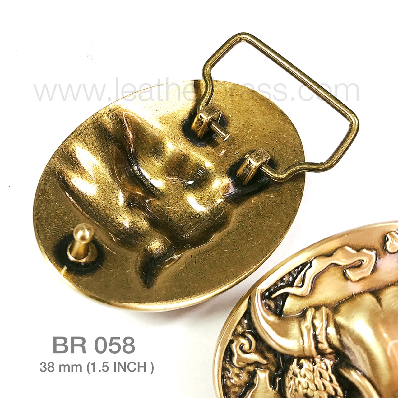 BR058 หัวเข็มขัดลายกระทิง ขนาด 38มิล หรือ 1.5 นิ้ว เนื้อทองเหลือง อะไหล่ช่างหนัง leatherbrass **ราคาต่อชิ้น**