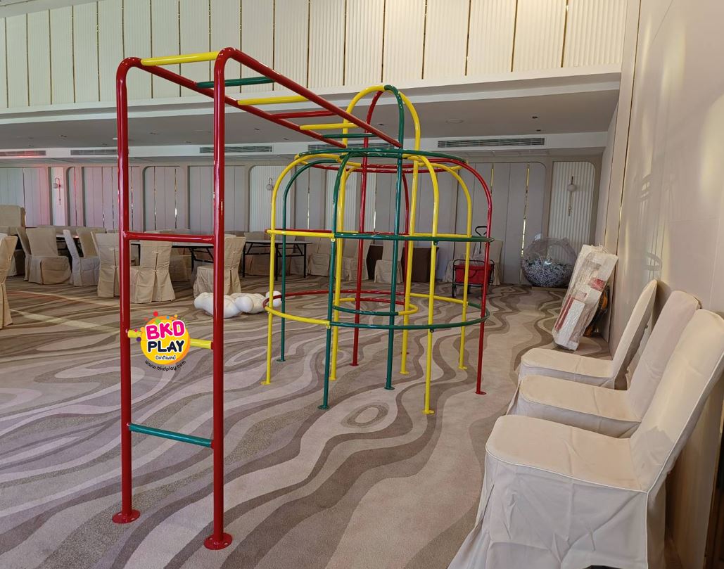 เครื่องเล่นสนามกลางแจ้งเหล็กชุดปีนป่าย โดมกลม บาร์ไต่ 2 ชั้น Outdoor Playground, ราคาโรงงาน สินค้าสั่งผลิต 10-20 วัน