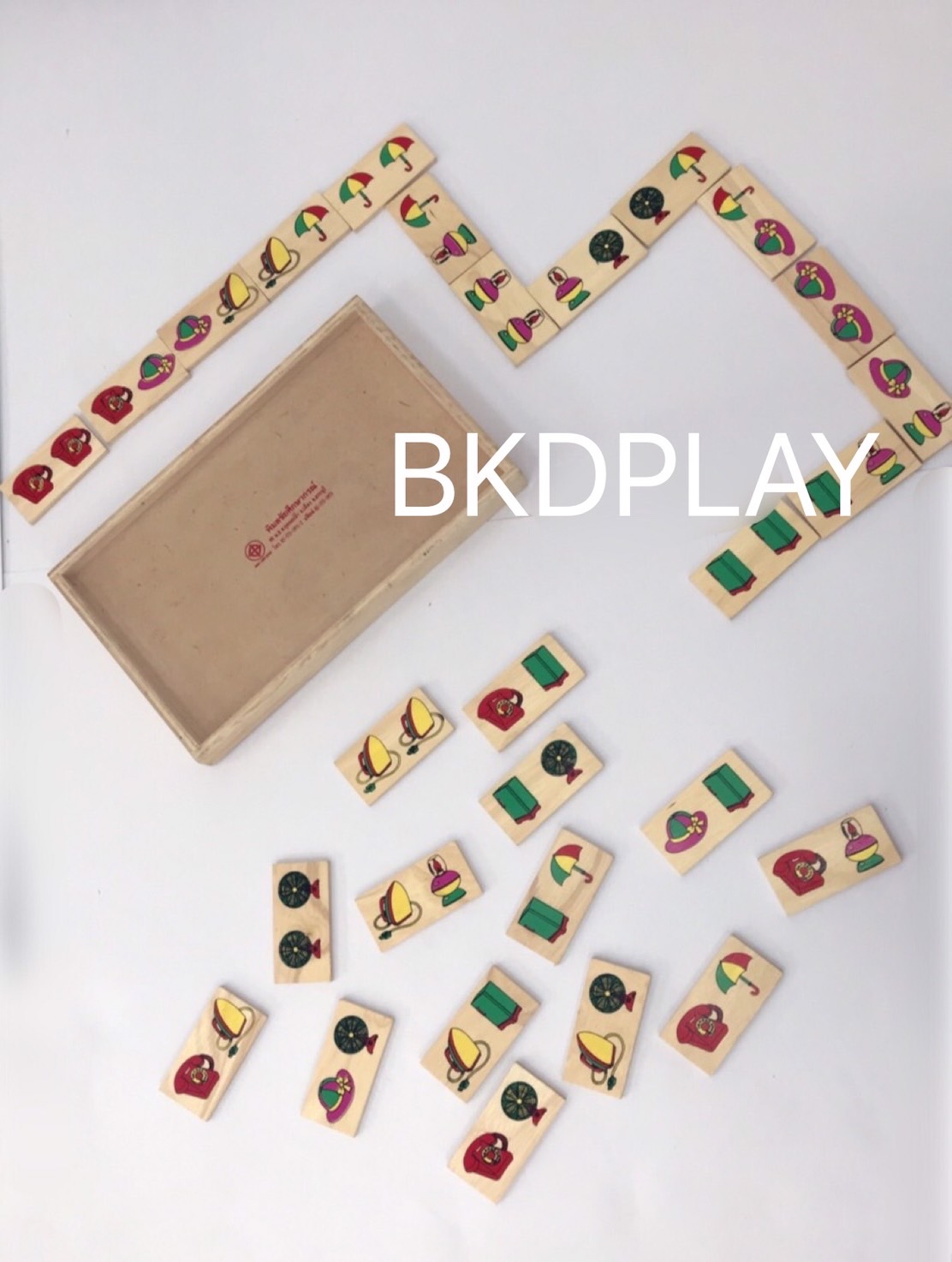 โดมิโน จับคู่ของใช้ สิ่งของ , ของเล่นไม้, ของเล่นเสริมพัฒนาการ, ของเล่นเด็กอนุบาล, สื่อการสอน