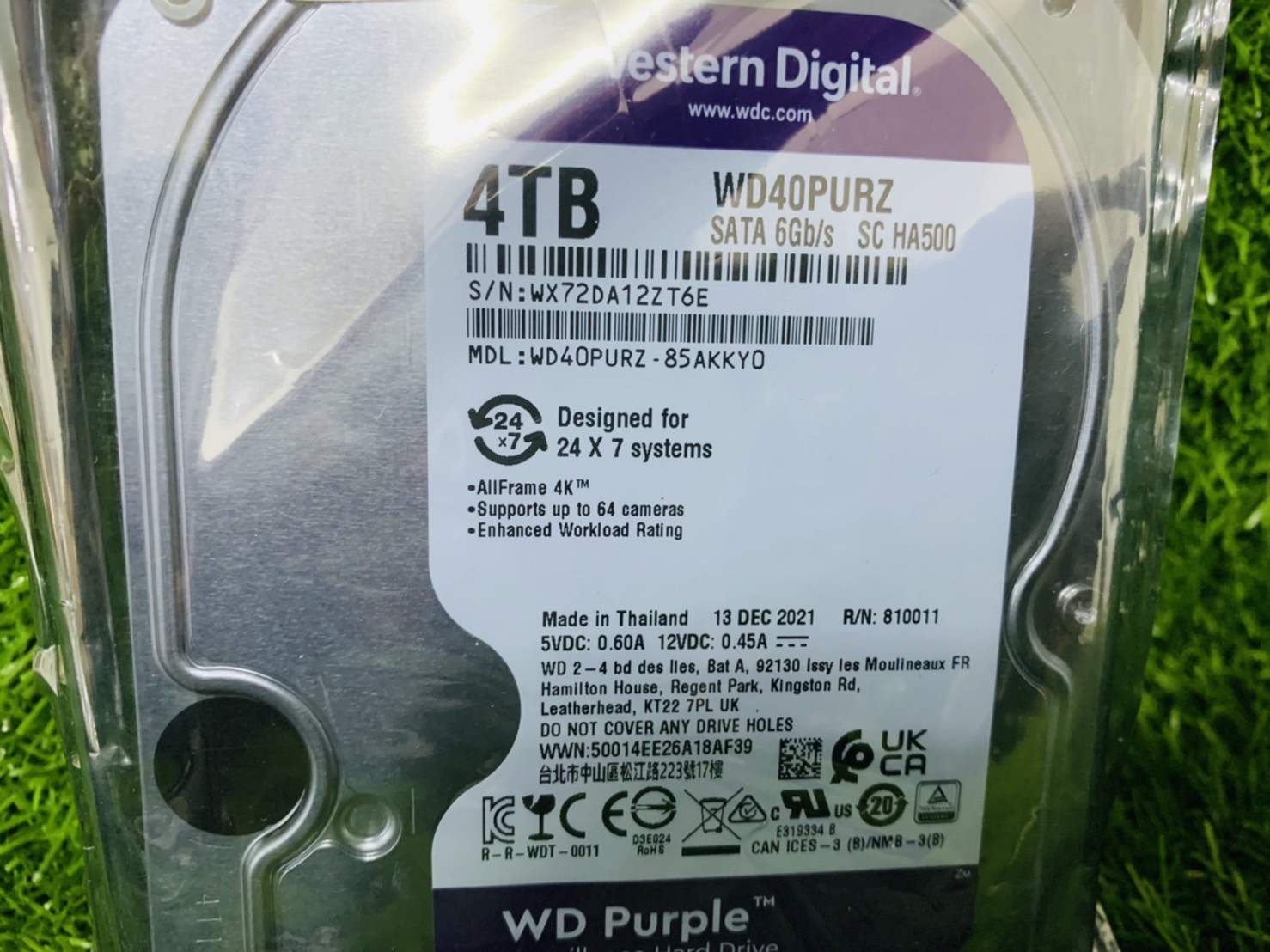 ฮาร์ดดิสก์สำหรับกล้องวงจรปิด WD 4TB Purple 3.5. HDD CCTV ของใหม่