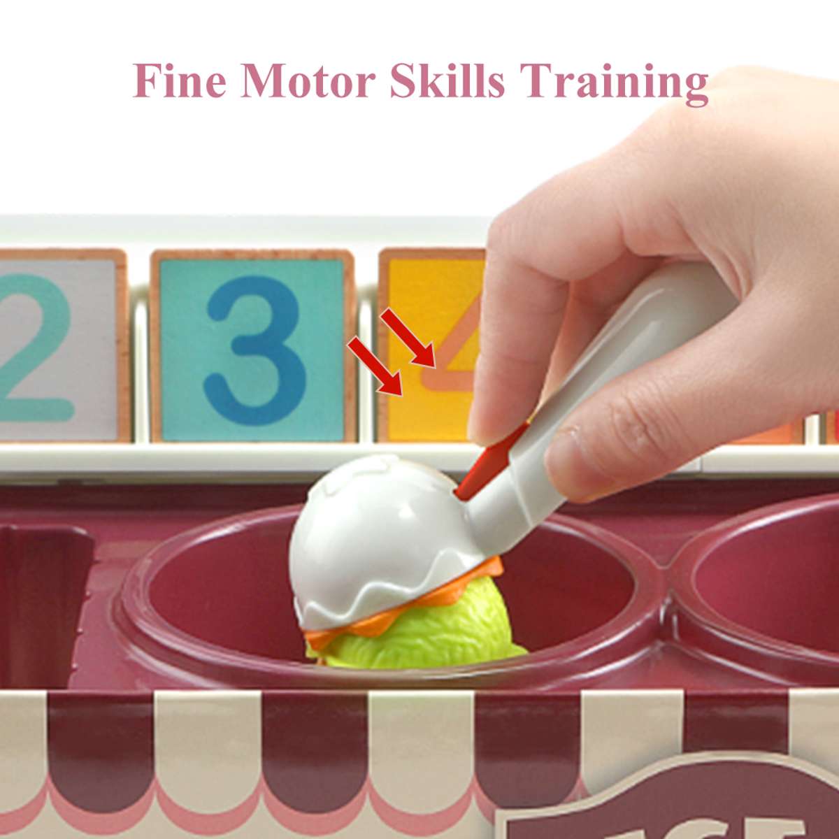 ชุดร้านไอศกรีมสีสันสดใสแสนอร่อย ,เรียนรู้คณิตศาสตร์สำหรับเด็ก,ของเล่นเสริมพัฒนาการ, ของเล่นเด็กอนุบาล, สื่อการสอนเด็กอนุบาล