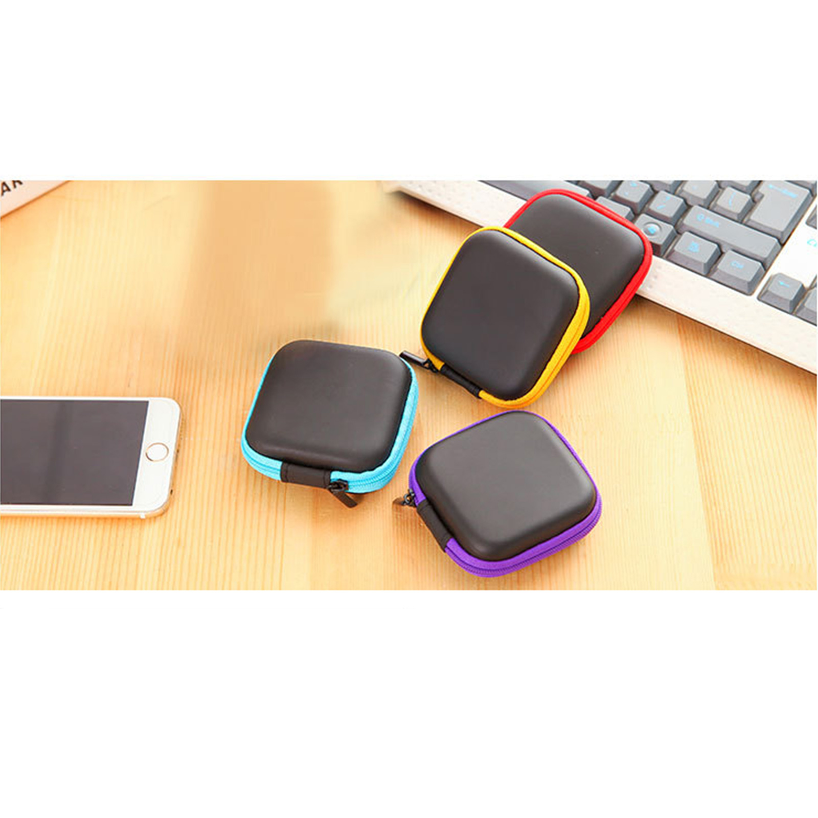 กระเป๋าซิปแบบพกพา ทรงสี่เหลี่ยมจัตุรัส สี่เหลี่ยมผืนผ้า ใส่หูฟัง สายชาร์จ มีให้เลือกหลายสี ดีไซน์สวยงาม