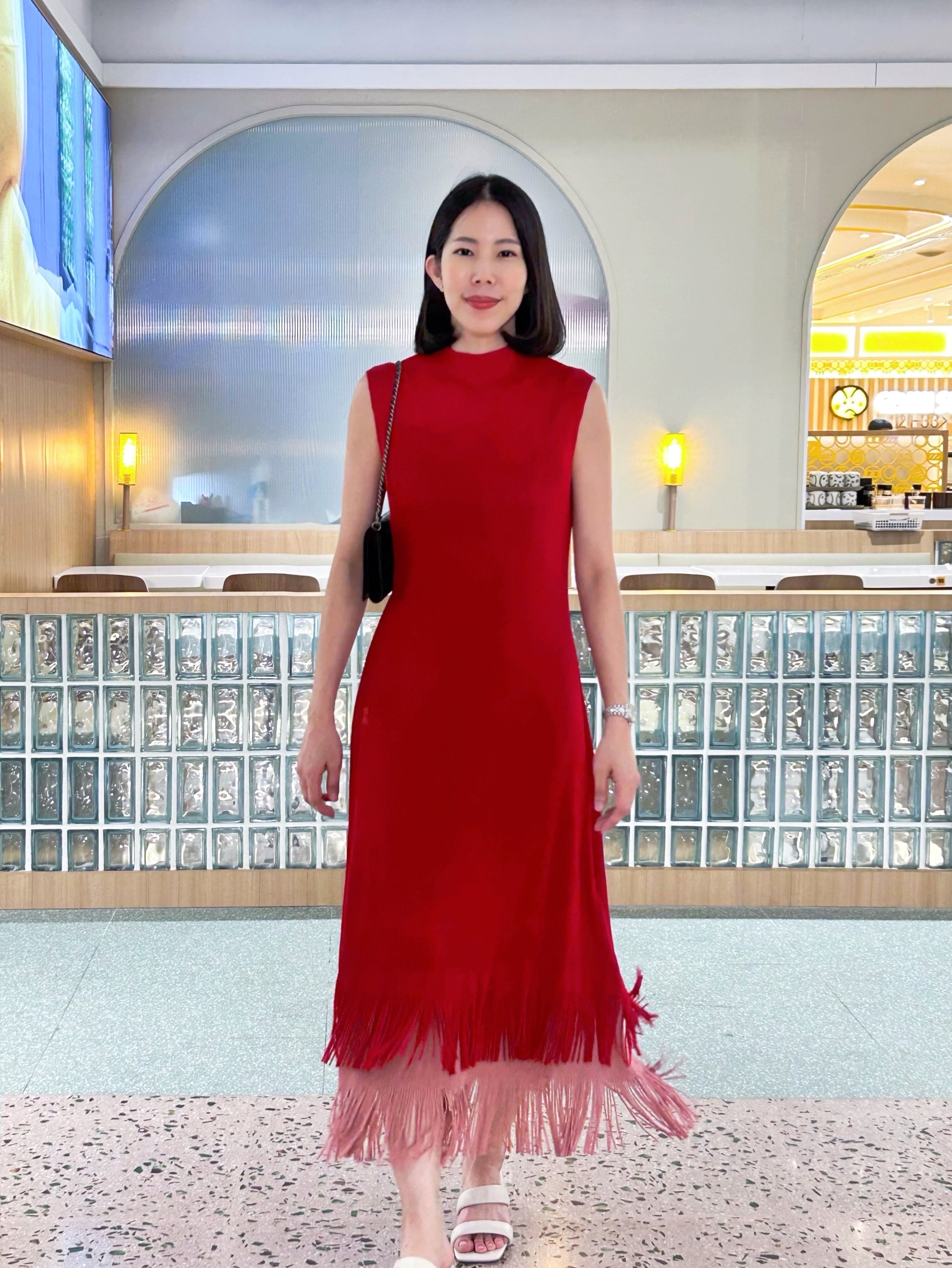 2MUAY รุ่น GJO11168 เดรสพลีทคุณภาพ SLEEVELESS LAYER FRINGE PLEATED DRESS 5 สี FREE SIZE