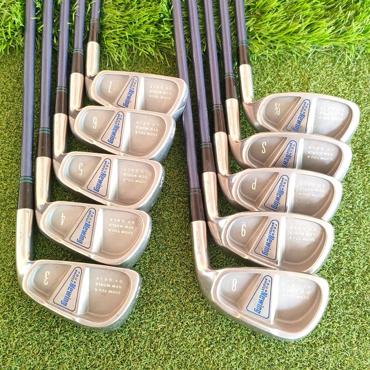 ชุดเหล็ก BRIDGESTONE TOUR BRIDGE NEWING มีเหล็ก 3-PW SW P/S ชุดใหญ่ 10 ชิ้น ก้าน HARMOTE NEWING FLEX R ก้านเบา เน้นตีตรง ตีง่ายๆ สบายๆ สภาพสวยๆ กริพสวยครับ