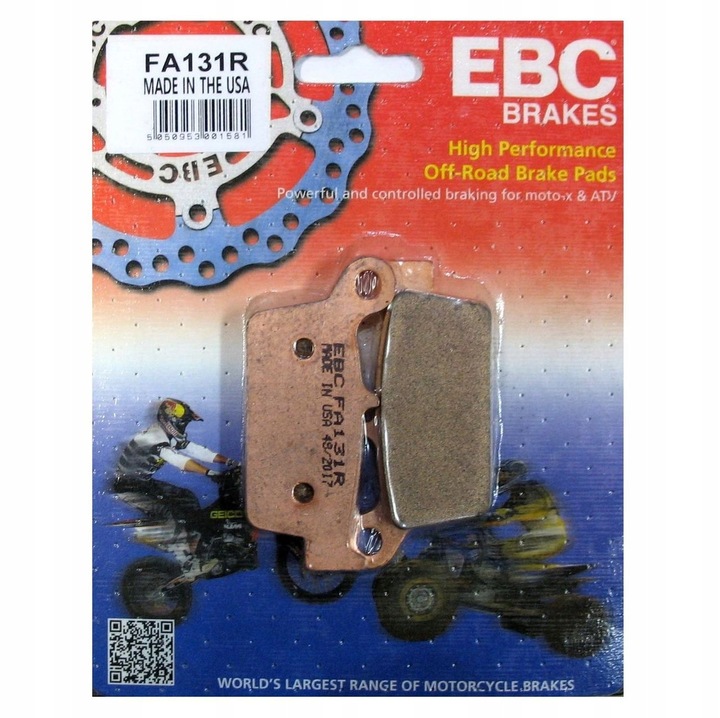 ผ้าเบรค EBC FA131TT Sintered - หลัง KLX250, D-TRACKER250, XR250, XLR250