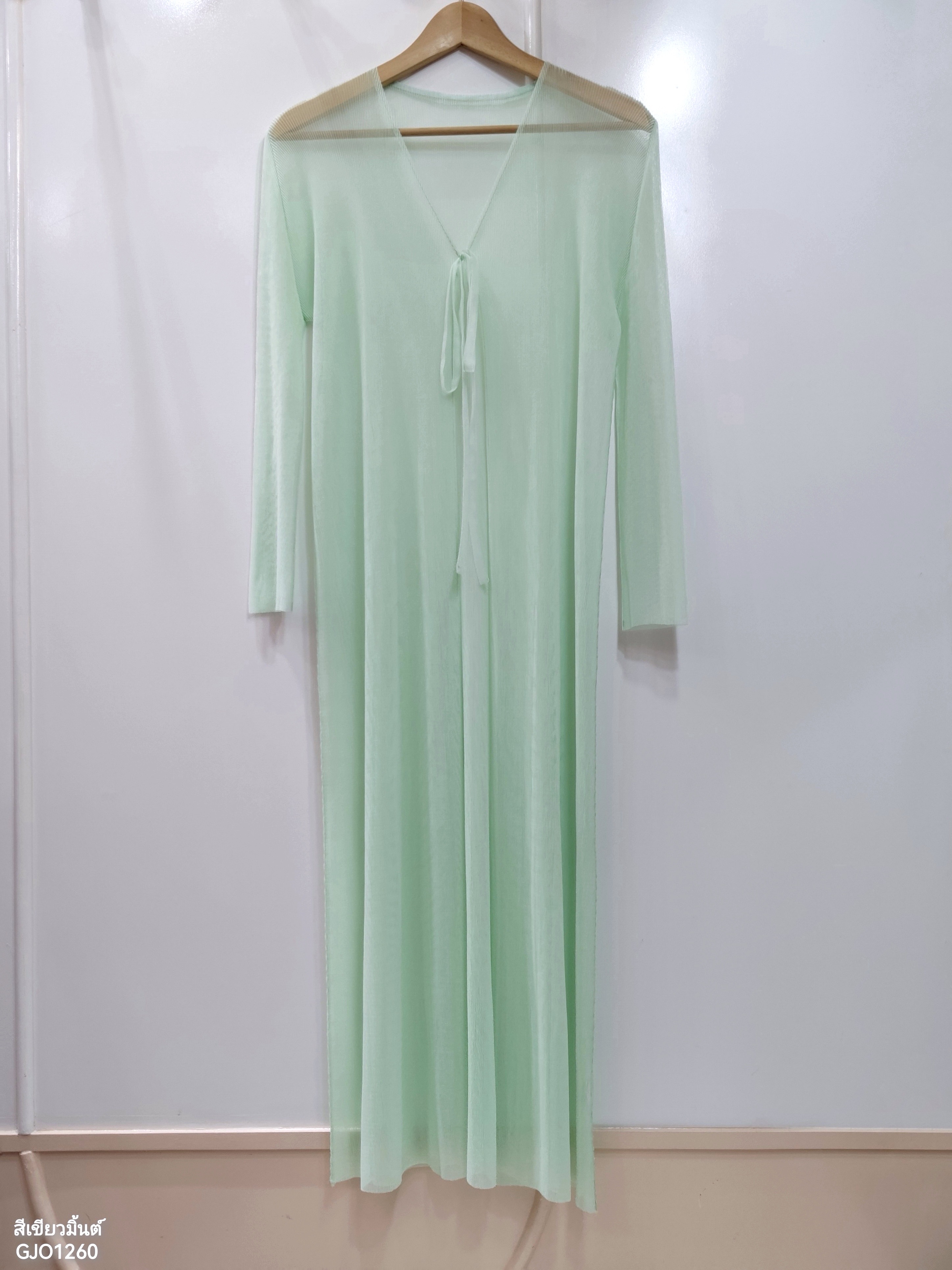 ปรับราคาลง20%!! 2MUAY รุ่น GJO1260 เสื้อคลุมพลีทคุณภาพ TRANSPARENT PLEATED LONG CARDIGAN 5 สี FREE SIZE