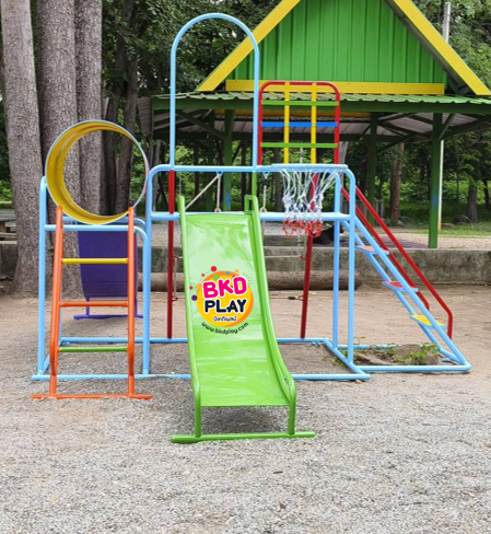 เครื่องเล่นสนามชุดรวมD ประกอบด้วยสไลเดอร์ปีนป่ายแป้นบาสและถังลอด, เครื่องเล่นสนามกลางแจ้ง , เครื่องเล่นสนามเหล็ก, ของเล่น, OutdoorPlayground,สนามเด็กเล่น,เครื่องเล่นงบสพฐ.ประชารัฐ ราคาโรงงาน