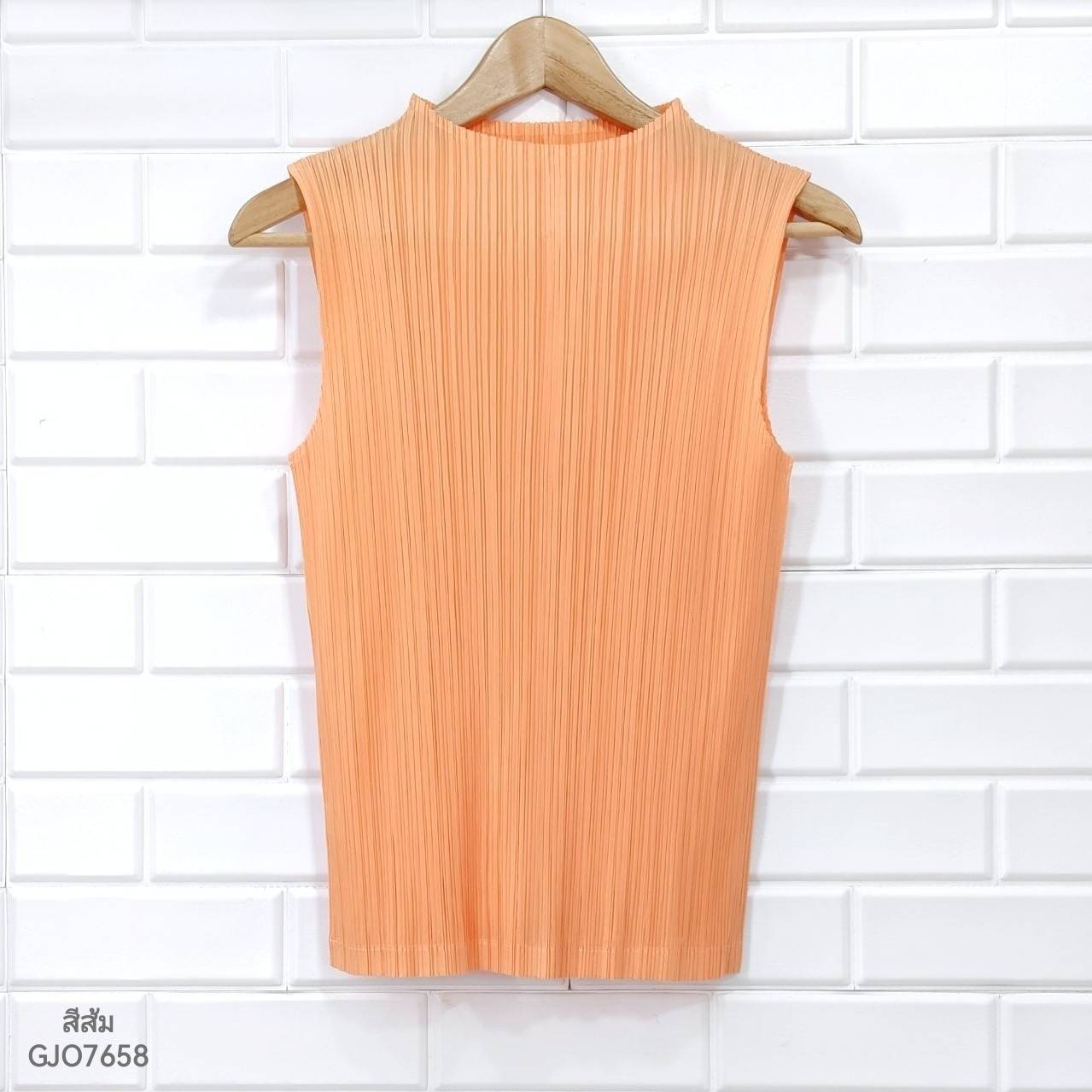 2MUAY BASIC รุ่น GJO7658 BASIC HIGH NECK PLEATED TOP เสื้ออัดพลีทงานคุณภาพ 22สี FREE SIZE