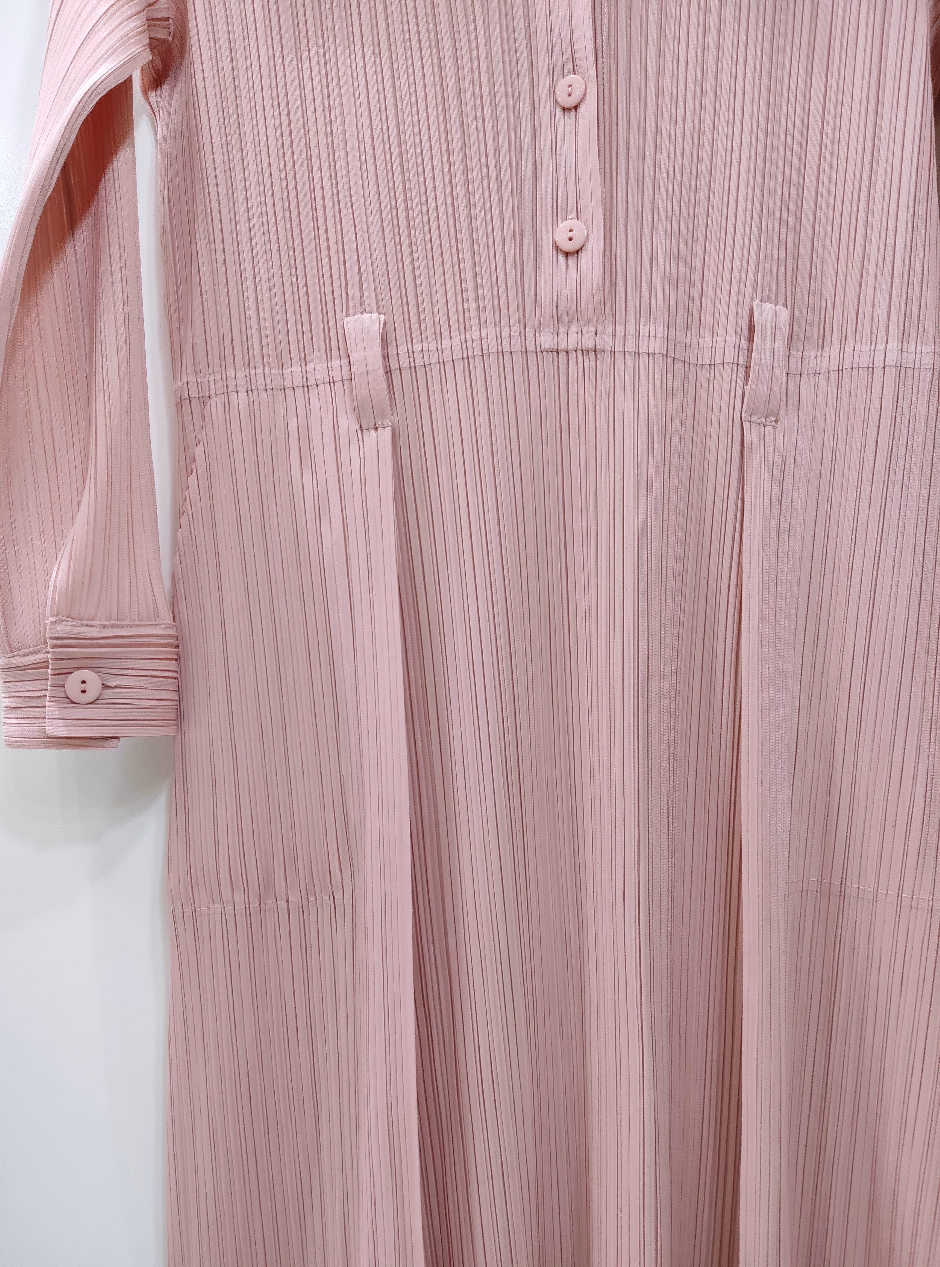 2MUAY รุ่น GJO1135 เดรสพลีทคุณภาพ V NECK LONG SLEEVE PLEATED DRESS 8 สี FREE SIZE