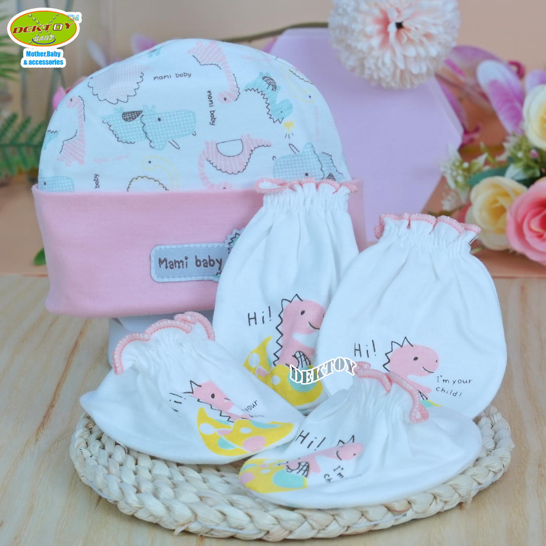 Mami baby ถุงมือ+ถุงเท้า+หมวก เด็กแรกเกิด - 3เดือน