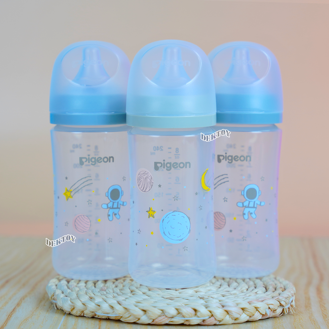 Pigeon พีเจ้น ขวดนมพีเจ้น PPคอกว้าง สีขาวขุ่น รุ่น GALAXY 8ออนซ์ แพค3ขวด
