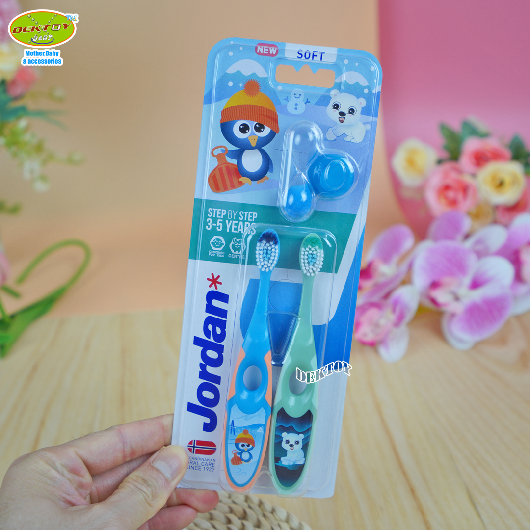 Jordan จอร์แดน แปรงสีฟันเด็ก จอร์แดนแพ็คคู่ แถมยาสีฟัน 3-5 ปี