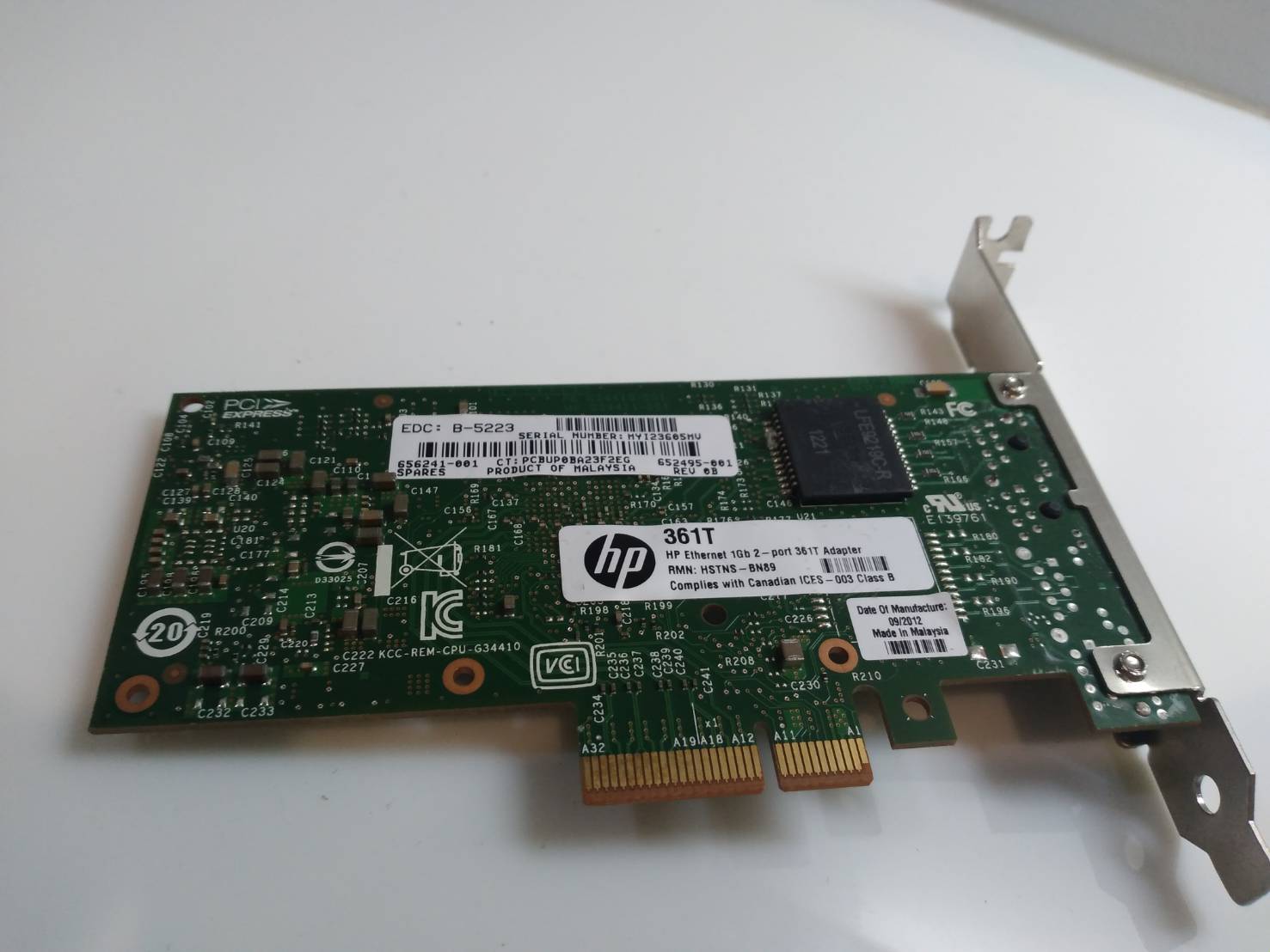 HP 656241-001 361T PCI-e 2-Port Gigabit Ethernet Adapter -652495-001 -652497-B21