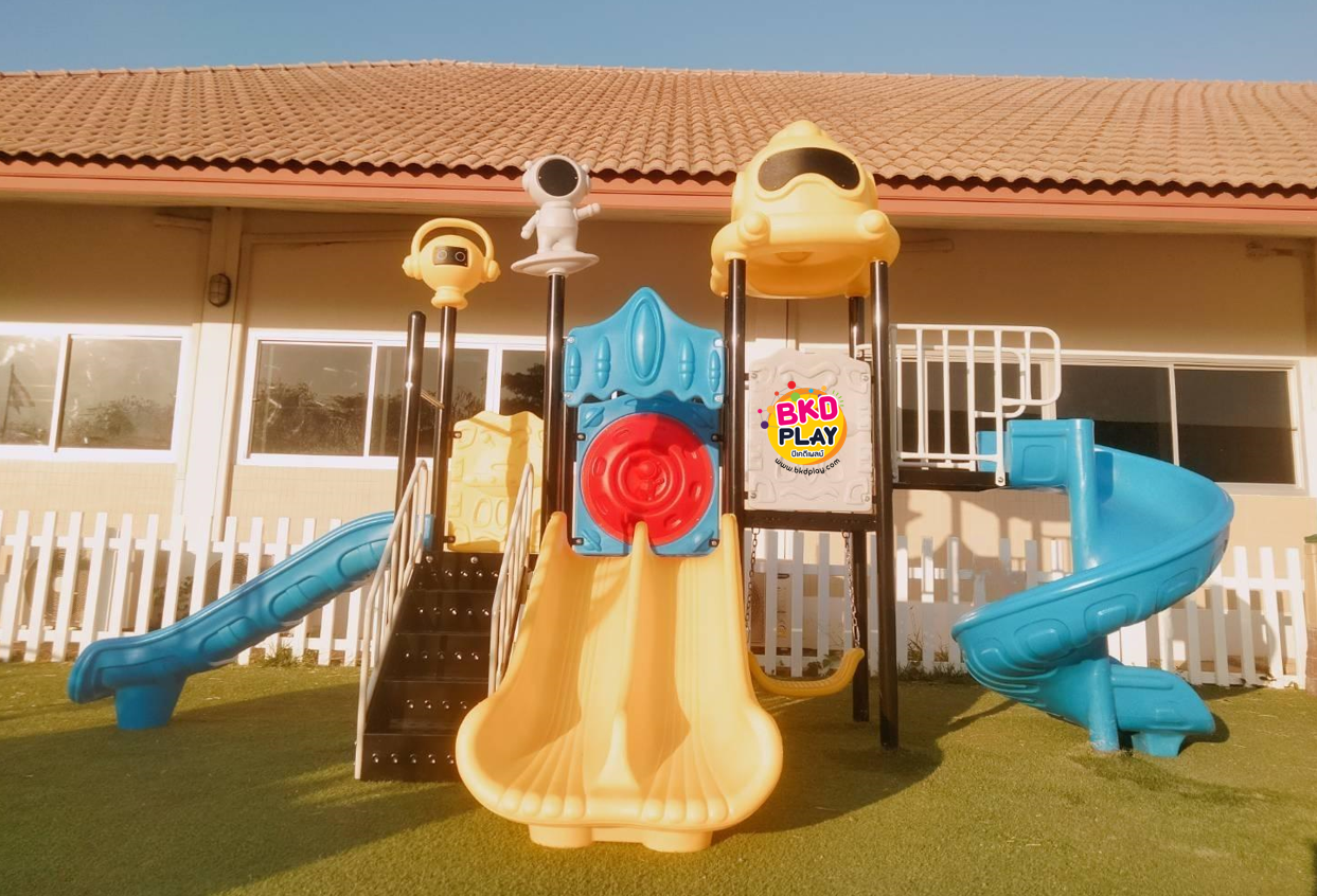 เครื่องเล่นสนามกลางแจ้ง,ชุดการ์ตูนท่องโลก สไลเดอร์ใหญ่, ของเล่น,ครุภัณฑ์สนามเด็กเล่น, สพฐ,โครงการโรงเรียนประชารัฐ ทำงบประมาณ70,000 บาท