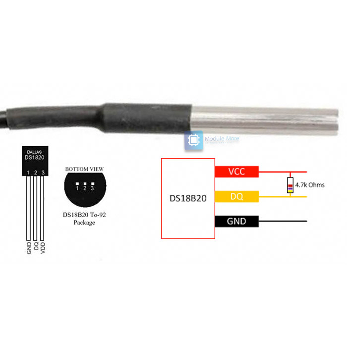 Digital Temperature Sensor Probe DS18B20 For Thermometer Waterproof 300CM