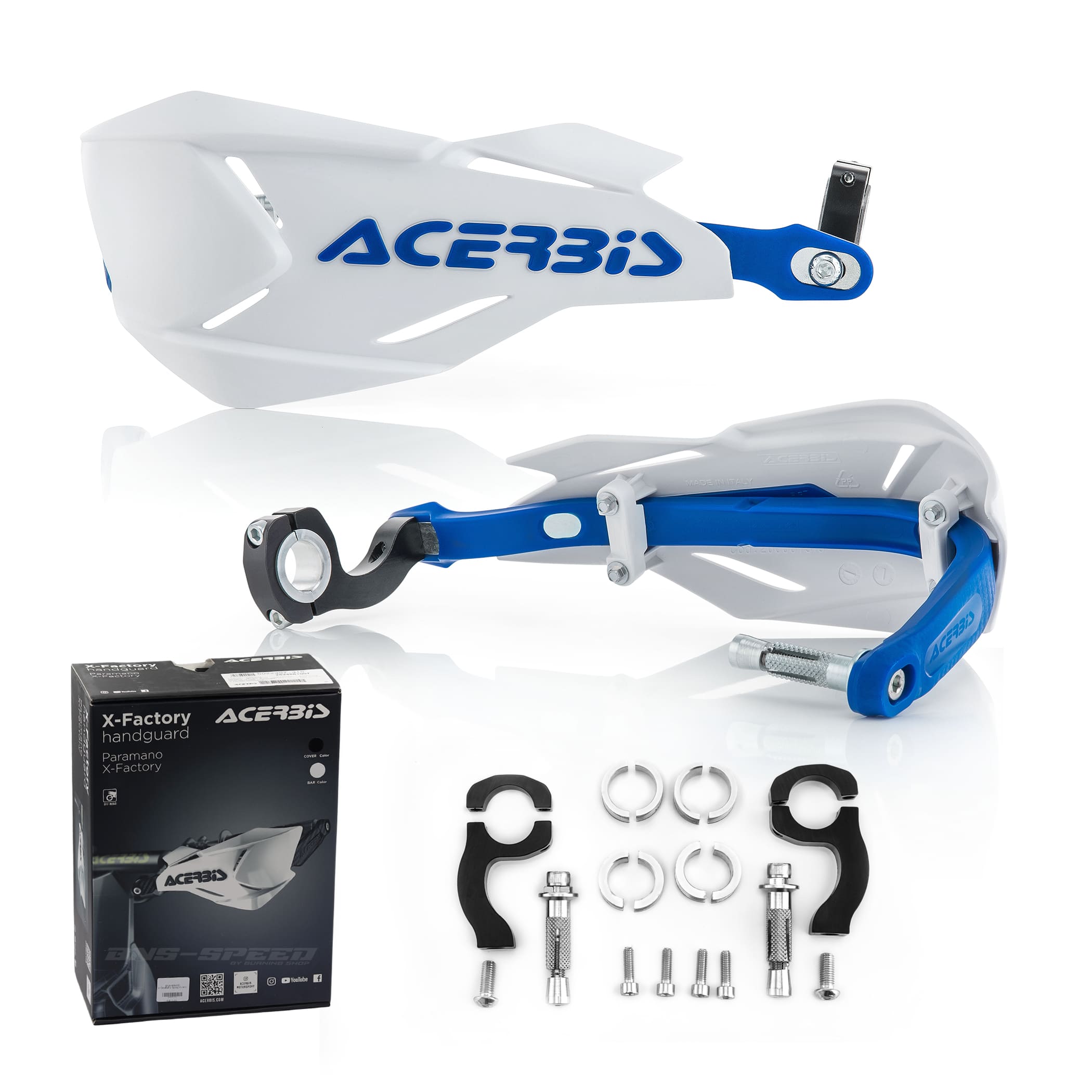 การ์ดแฮนด์ Acerbis X-Factory ขาว/น้ำเงิน