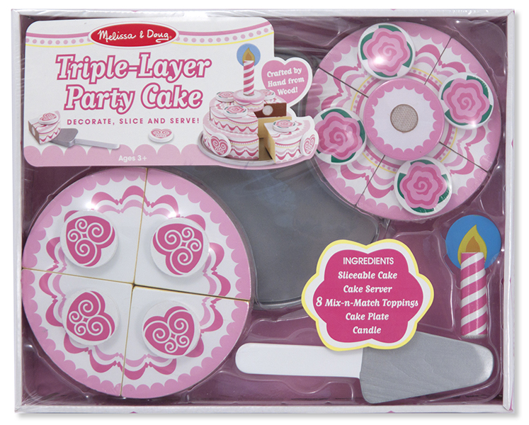 ชุดแต่งหน้าเค้ก ส่งเสริมการเล่นแบบสวมบทบาท เสริมสร้างจินตนาการในตัวเอง Triple-Layer Party Cake Melissa&Doug, ของเล่นเสริมพัฒนาการ, ของเล่น