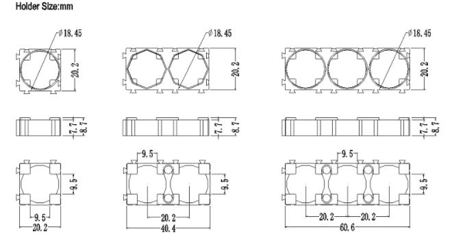 18650 Li-ion Battery holder 1/2/3/15/18 holes for easier welding or soldering batteries together.