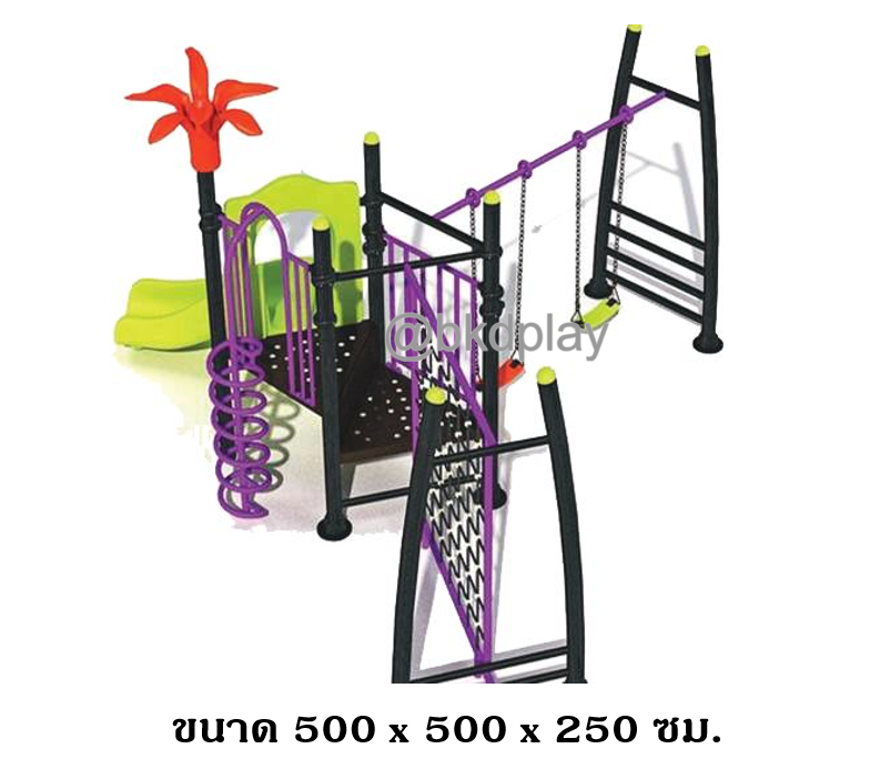 เครื่องเล่นสนามกลางแจ้ง ชุดเครื่องเล่นเด็ก BA-30 มี 1 รางสไลเดอร์ ,1 ปีนป่าย ,ชิงช้า 2 ที่นั่ง,ผีเสื้อนักผจญภัย,ครุภัณฑ์สนามเด็กเล่น,งบสพฐ,outdoor Playground,ผลิตในไทย