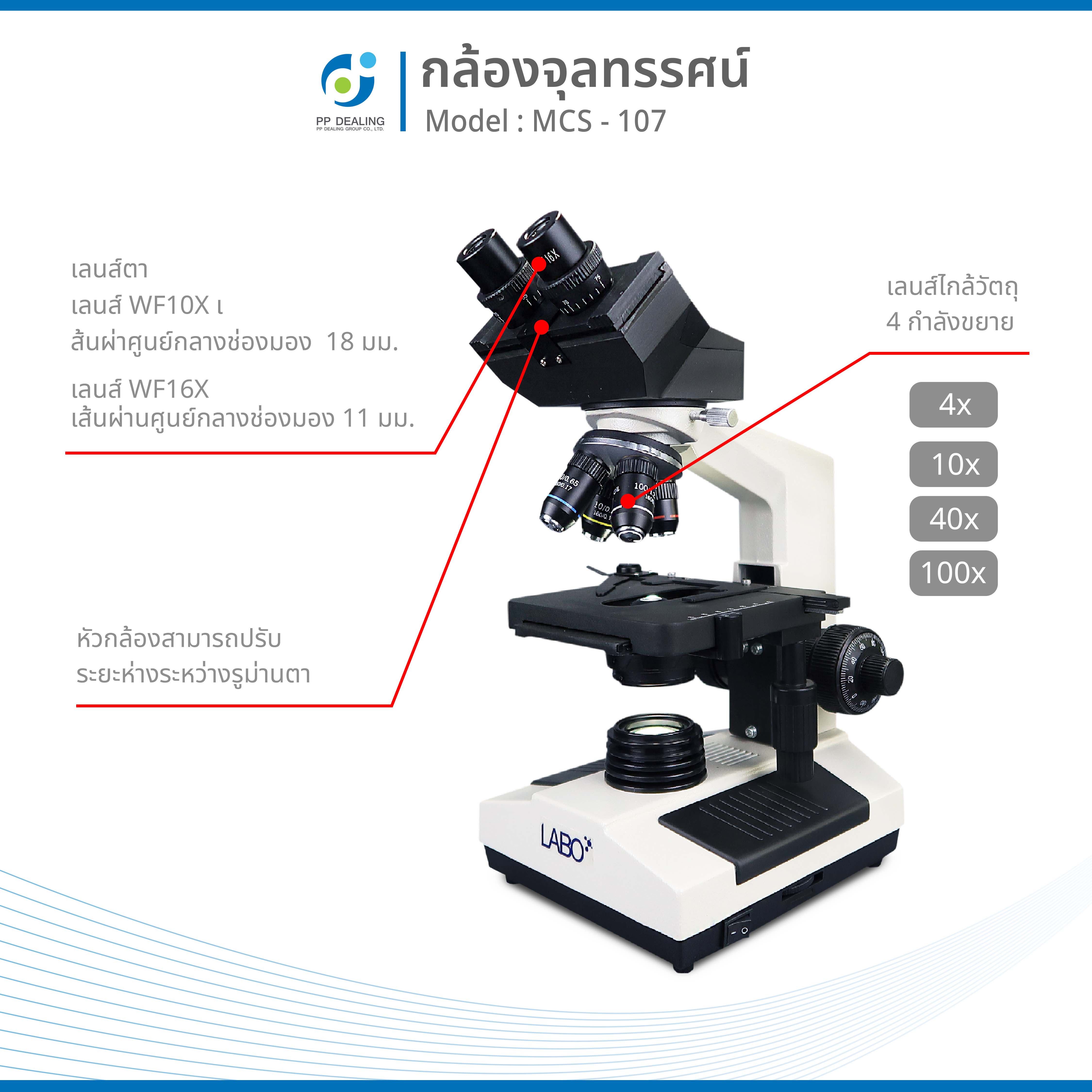 กล้องจุลทรรศน์ชนิด 2 ตา รุ่น MCS-107 LED BIOLOGICAL MICROSCOPE